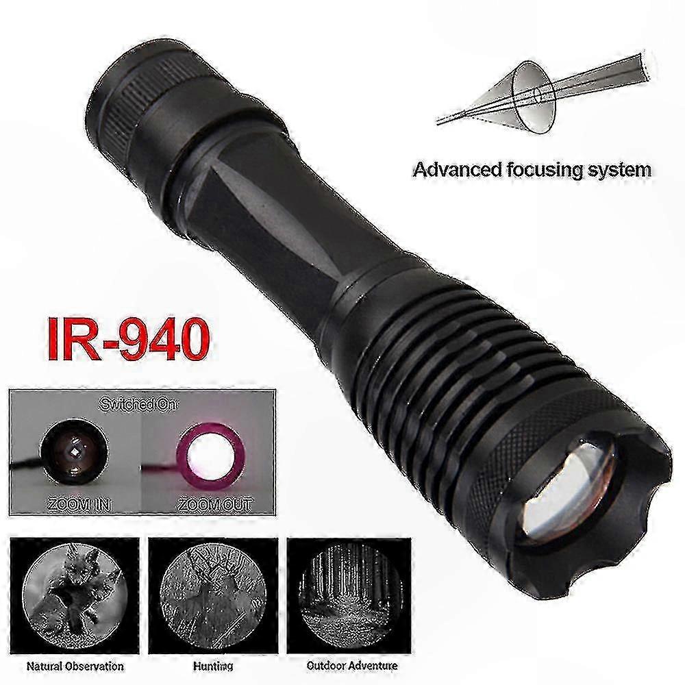 940nm Infrared Flashlight with Zoomable Convex Lens for Night Vision Use