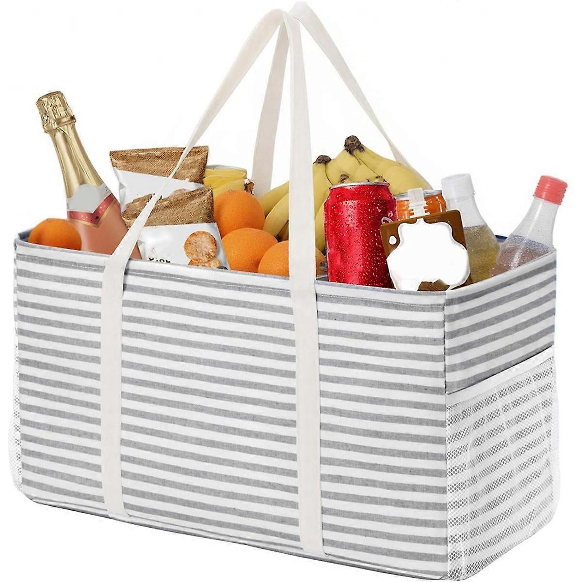 特大トートバッグ、金属ワイヤーフレームとハンドル付きの再利用可能な食料品バッグ、スタンディングユーティリティショップ