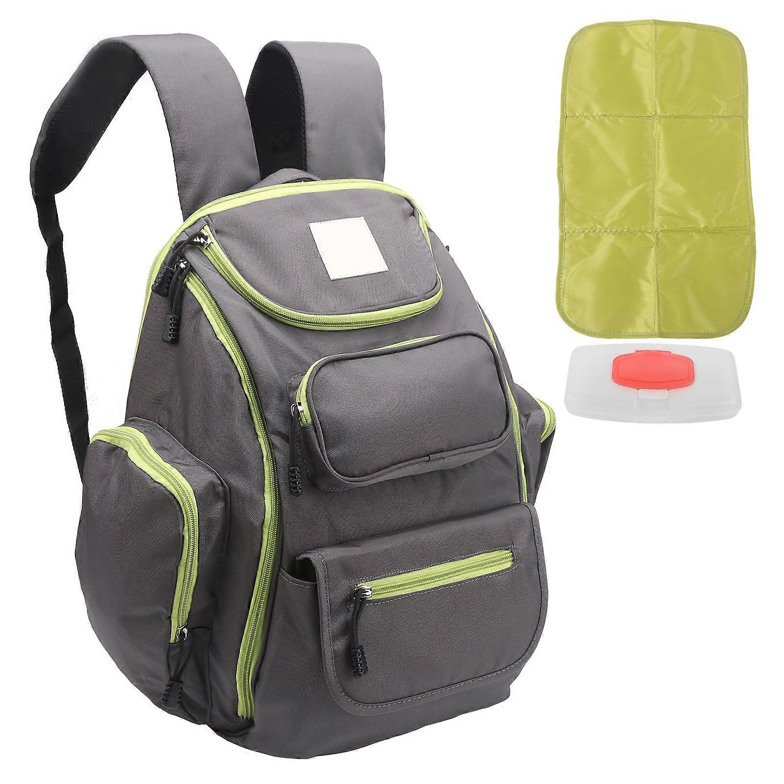 Waterproof Diaper Bag Backpack Gray Large Capacity 40x19x30cm
