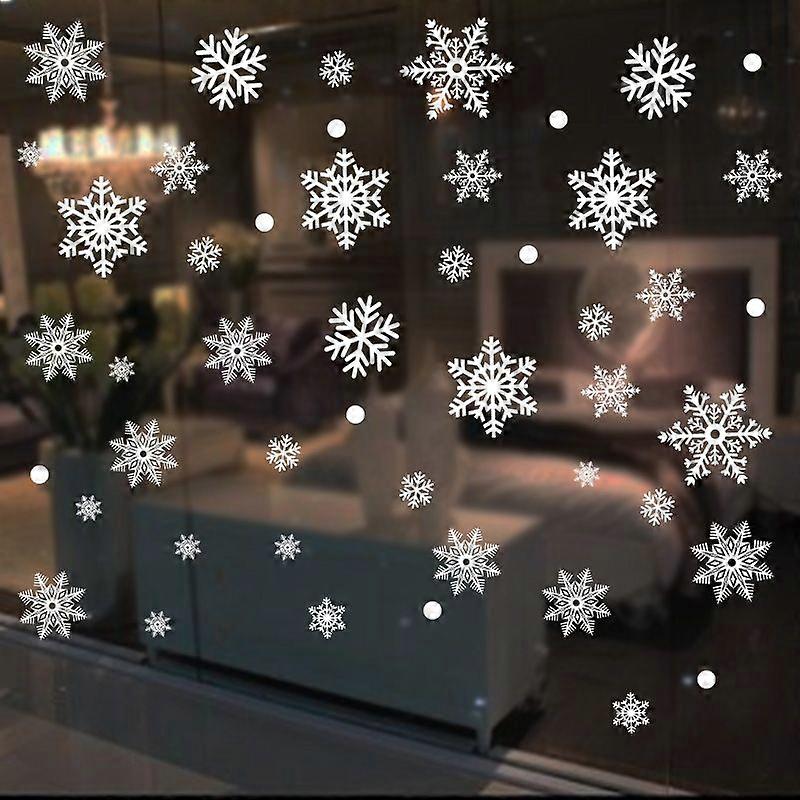 Christmas Window Cling Stickers, Removable Static Cling Decals, White Snowflake Window Decorations