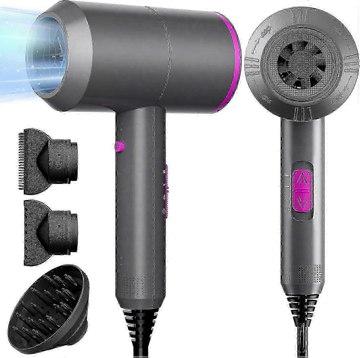 Professional Ionic Hair Dryer, 2000w For Fast Drying, With Heat/cool Button And 3 Diffuser