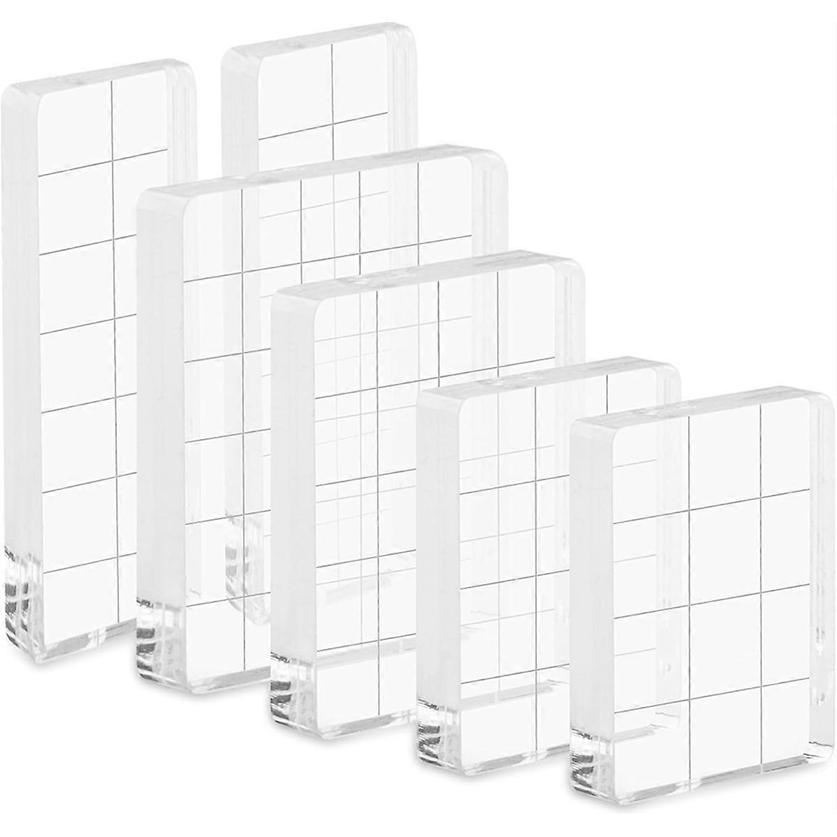 6PCS Acrylic Stamp Block, 4 Size Clear Stamp Blocks Decorative Stamps Block Stamp Block Decorative Stamps Scrapbooking