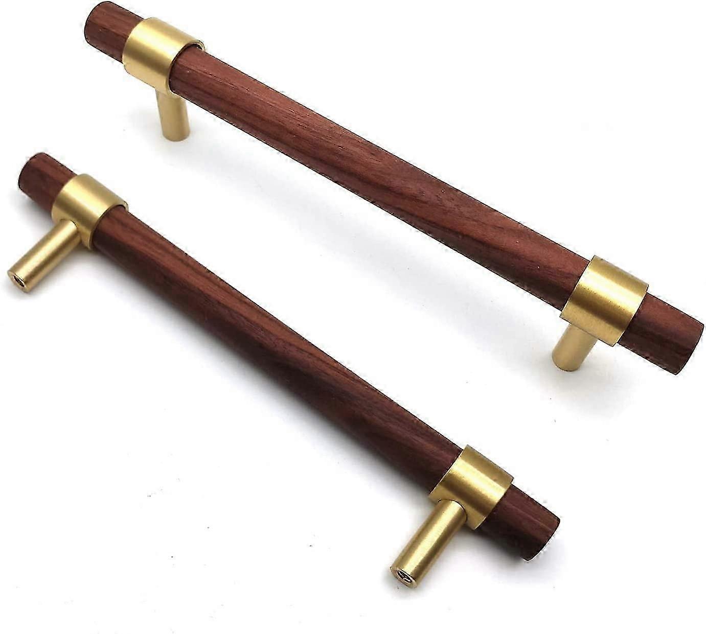 2025 Set of 6 Brass Cabinet Handle Walnut Furniture Handle-Door Handle Furniture Handle for Cabinet Drawer Hole Center Distance 128mm (128mm, Walnut)