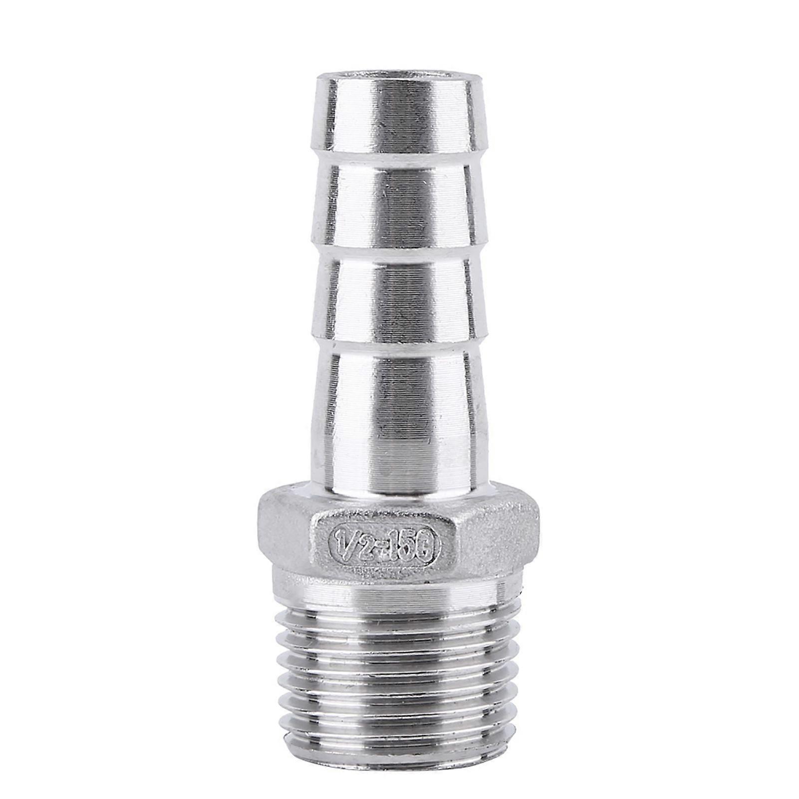 SS304 Male Thread Pipe Fitting Barb Hose Tail Connector BSP(1/2"x15mm)
