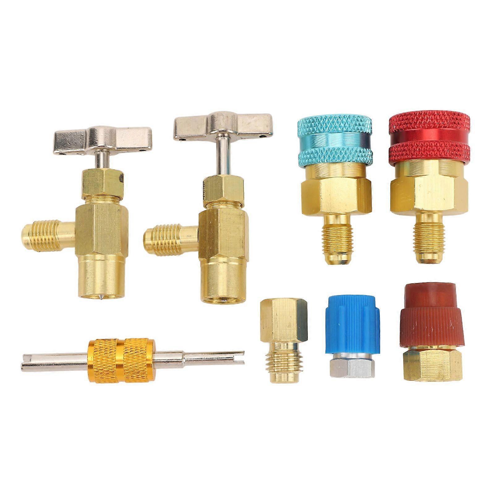 R1234YF Quick Couplers Kit Self Sealing Can Tap High Low Pressure 1234yf to R134a Adapter for Car Conditioner AC Charging