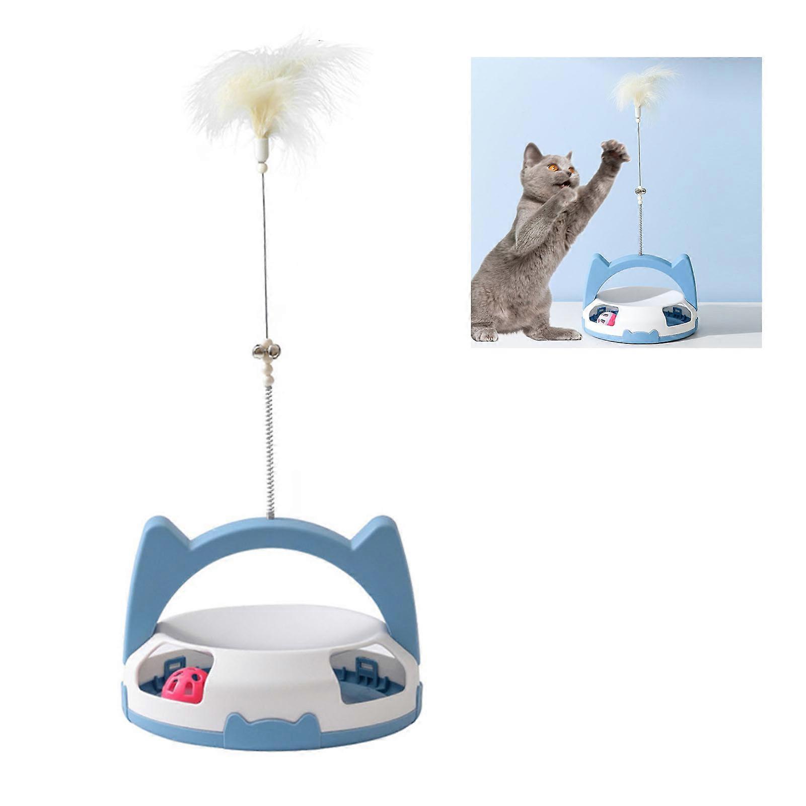 Interactive Cat Turntable Toy with Removable Feather Spring Wire