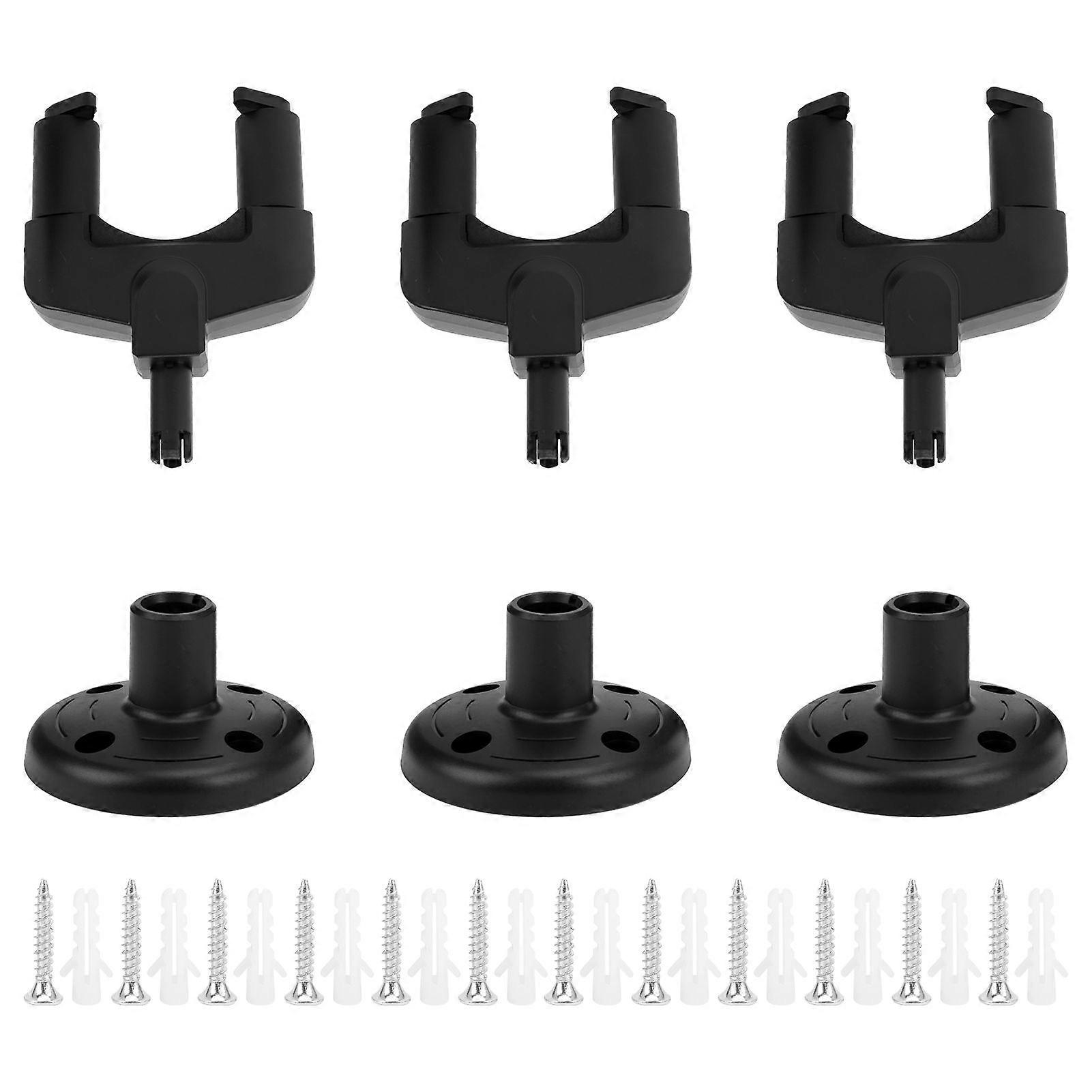 3Pcs Guitar Wall Hooks Plastic Black Universal Mounting Brackets Stands for Ukulele Bass
