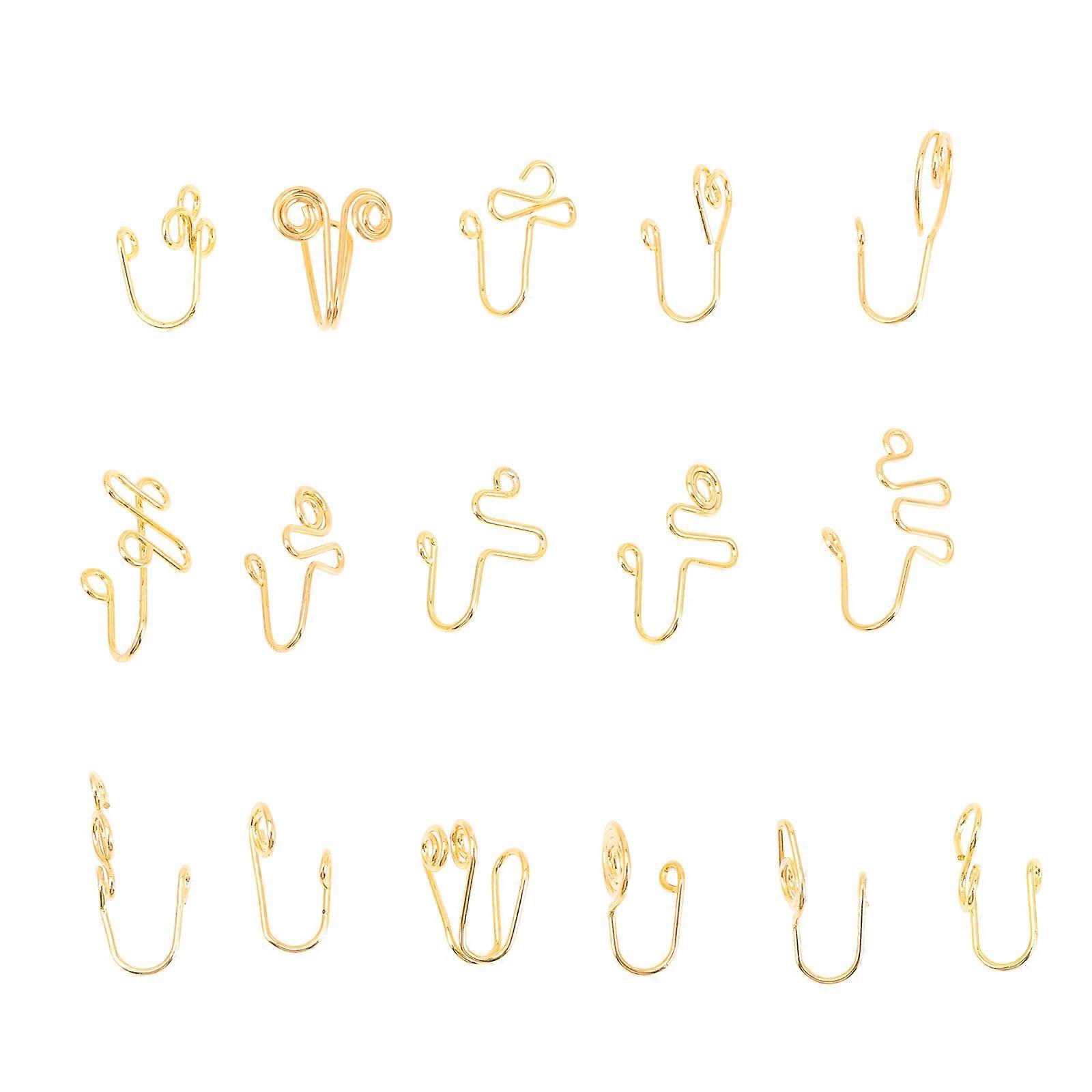 Nose Ring Gold Fake Nose Ring on Set 16Pcs