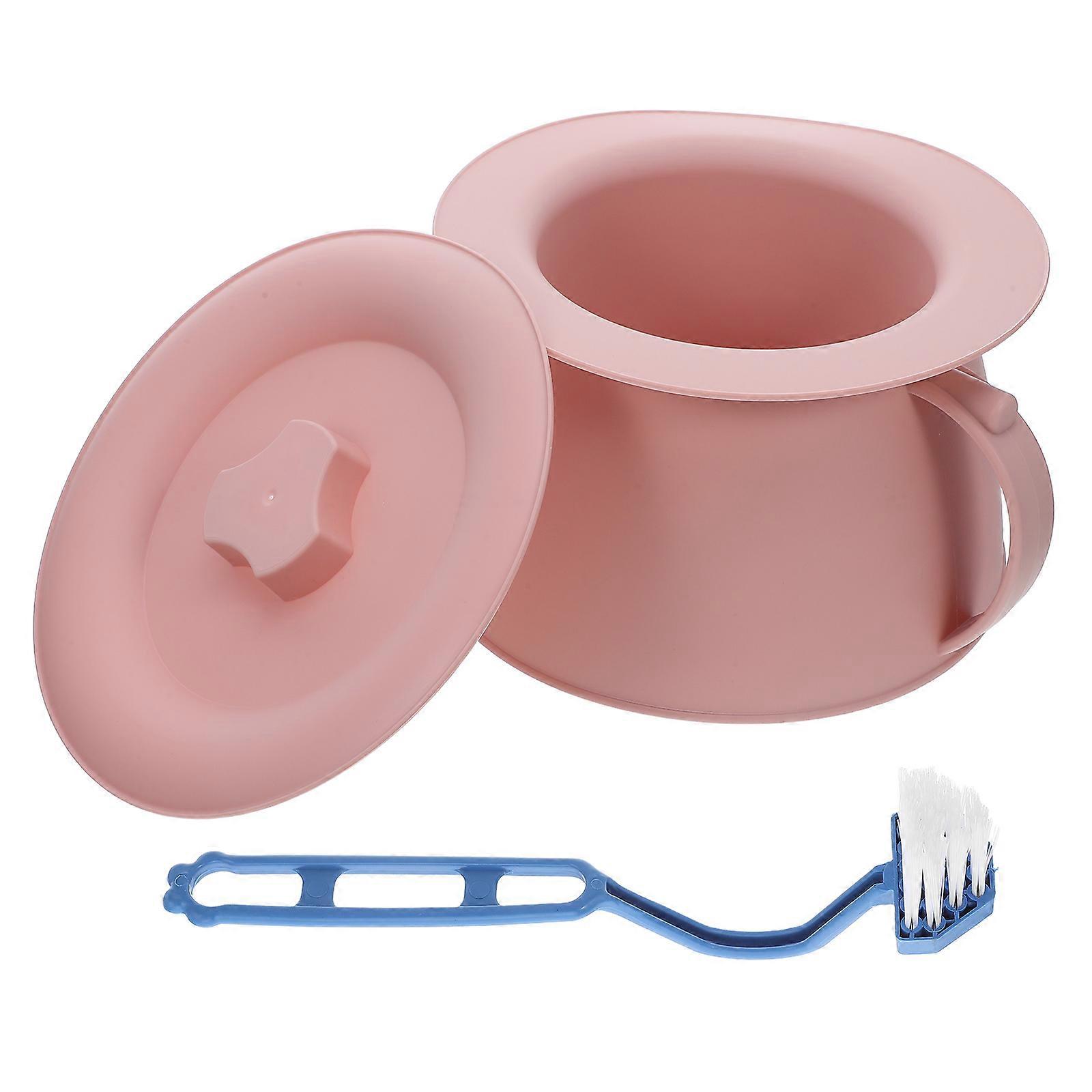Portable Urinal Chamber Pots Toilet for Home Use 2Pcs with Lid Pink