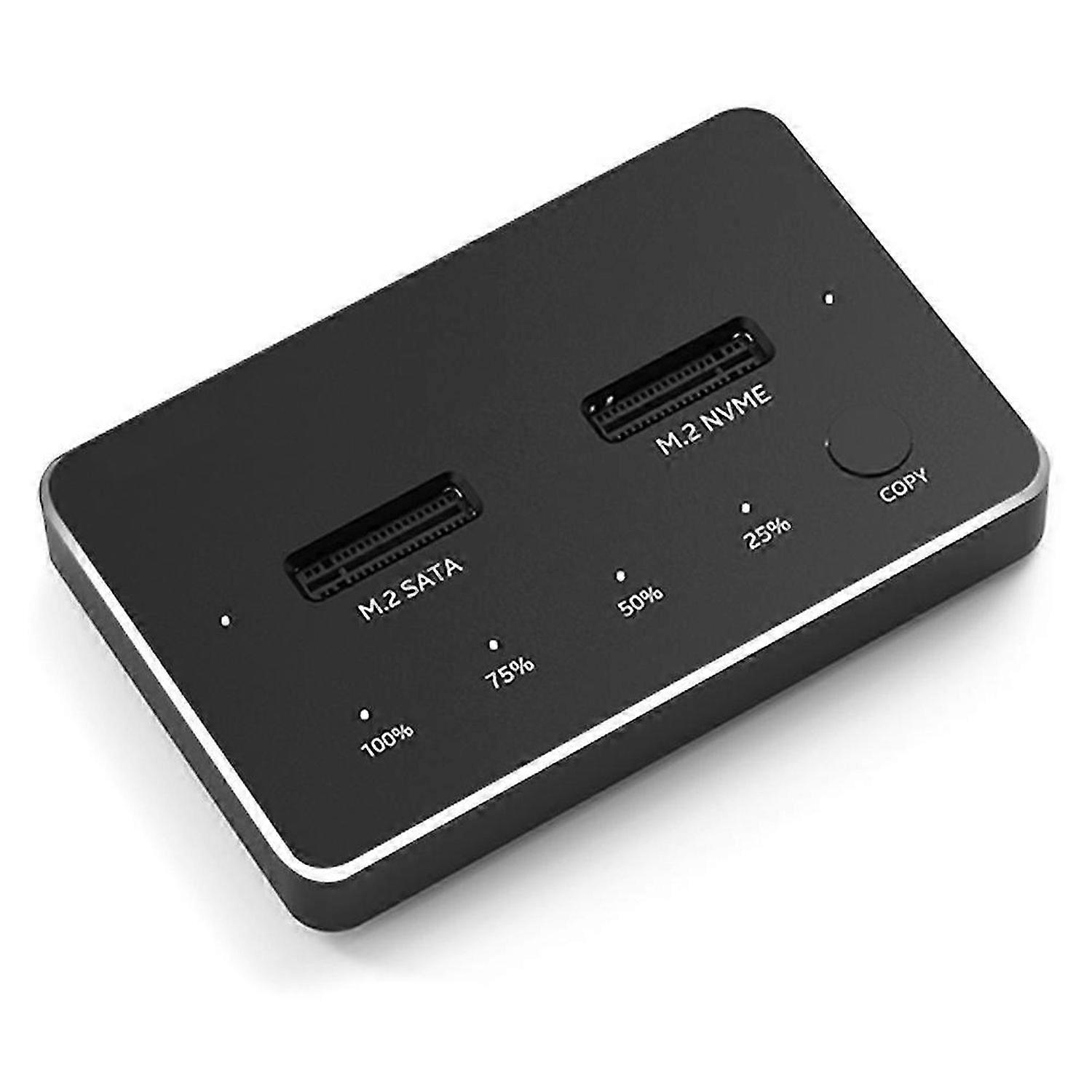 M.2 SATA/NVMe Dual-Bay Hard Drive Docking Station Clone Offline Clone M.2 SSD Duplicator Data Transm