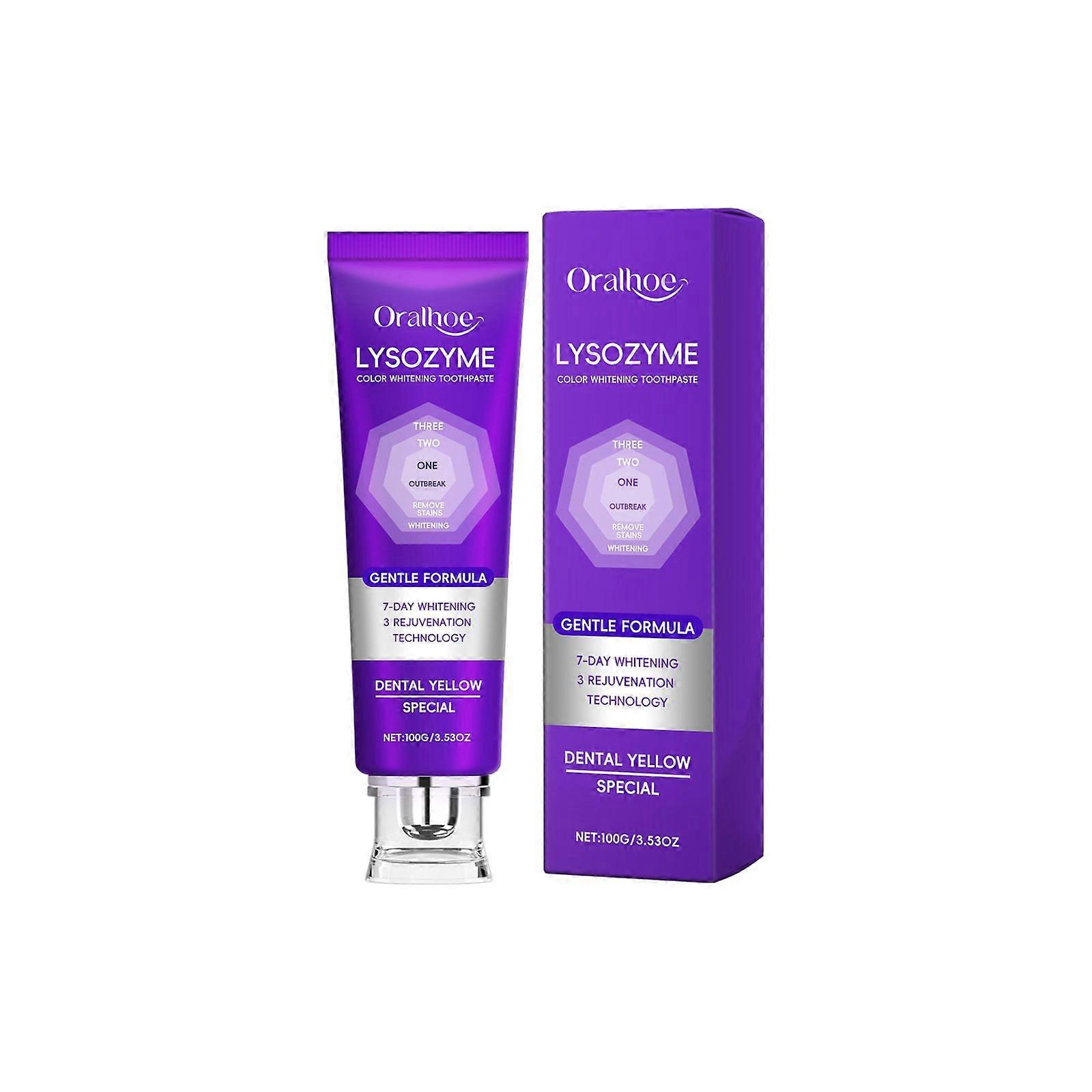 Purple Color Corrector Whitening Toothpaste, Deep Stain Remover Toothpaste, Plaque Remover for Teeth, Freshens Breath, Vanilla Mint