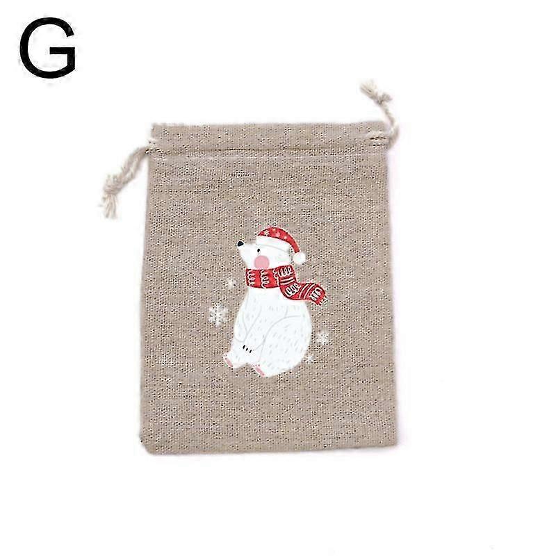 Christmas Linen Bag Candies Drawstring Gift Storage