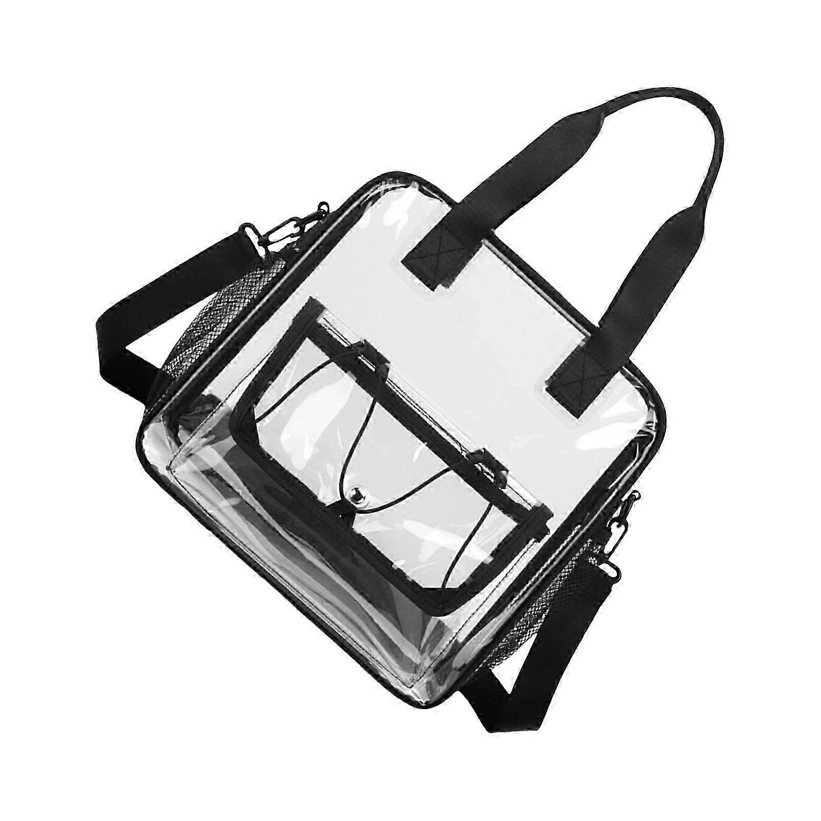 Practical Transparent PVC Storage Bag For Travel Sports Event Large Capacity Organizer With Comfortable Handle Pink Cs