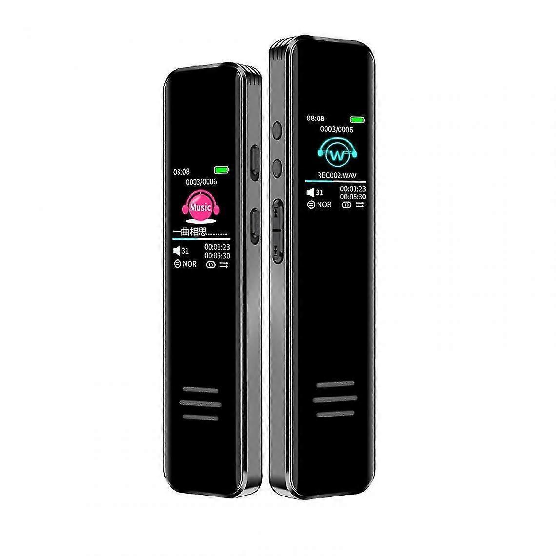 1 Pcs Digital Voice Activation Sound Recorder Long Distance Audio Recording Mp3 Player Noise Reduction Wav Recording With Ips Screen(black)
