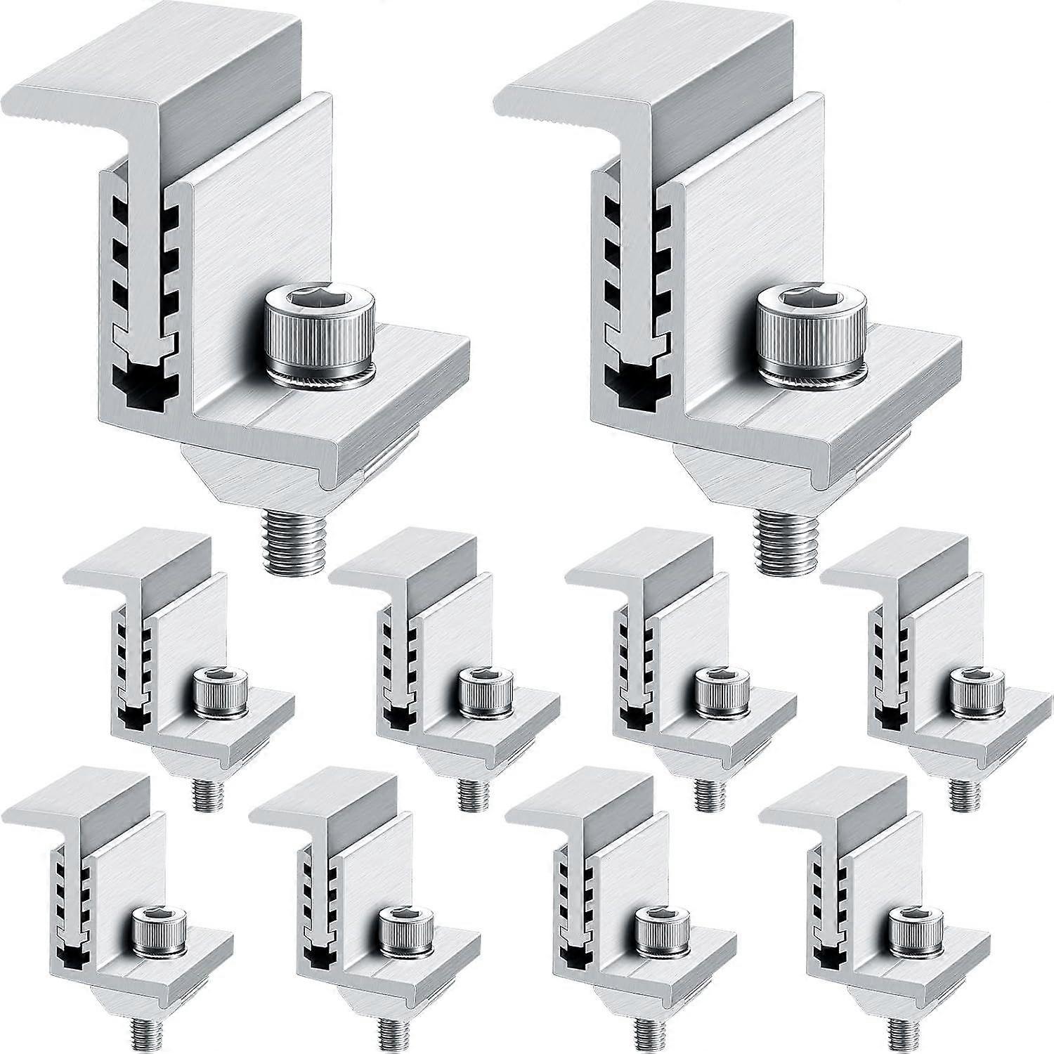 10PCS Solar Panel Clamp Mounting Z-Type Bracket Middle Clamp Aluminum Rail End