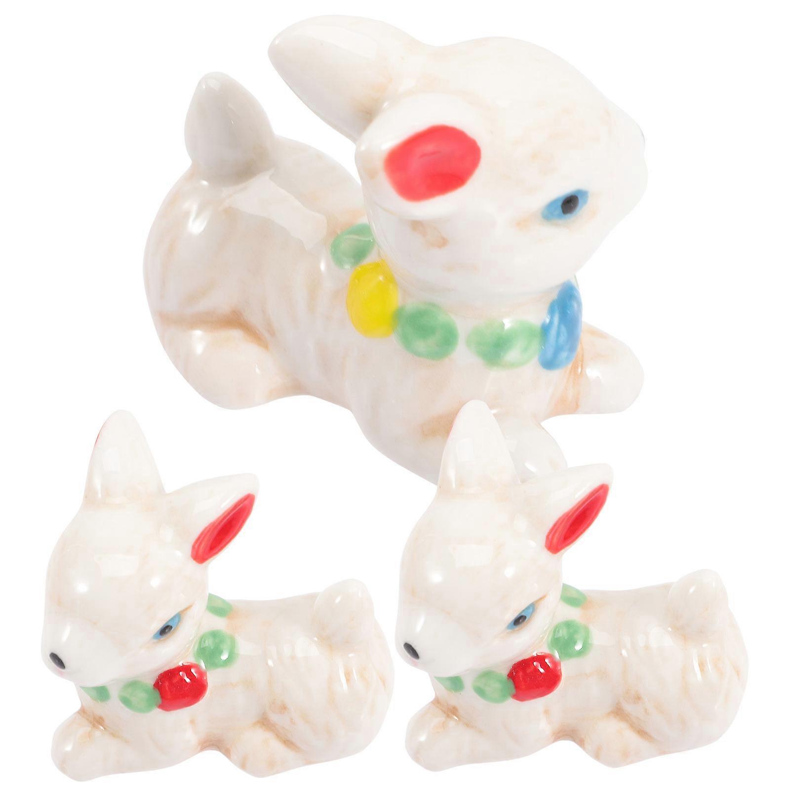 Ceramic Rabbit Decoration for Decor Set of 3Pcs Adorable Bunny Crafts