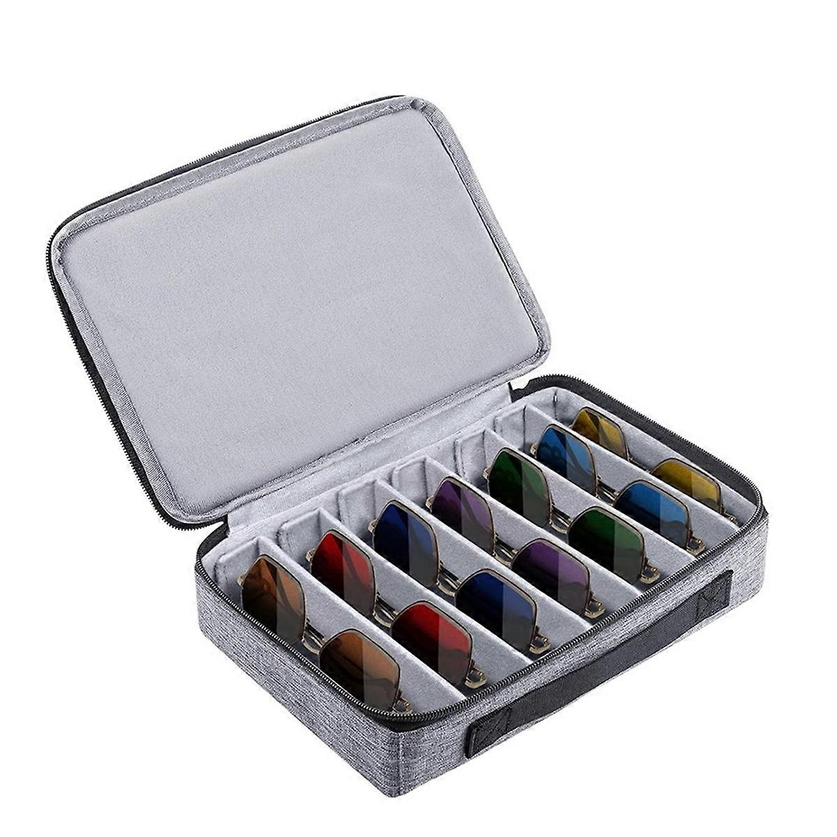Travel Sunglasses Organizer Case, Adjustable Slot for Multiple Pairs, Portable Eyeglasses Storage Bo