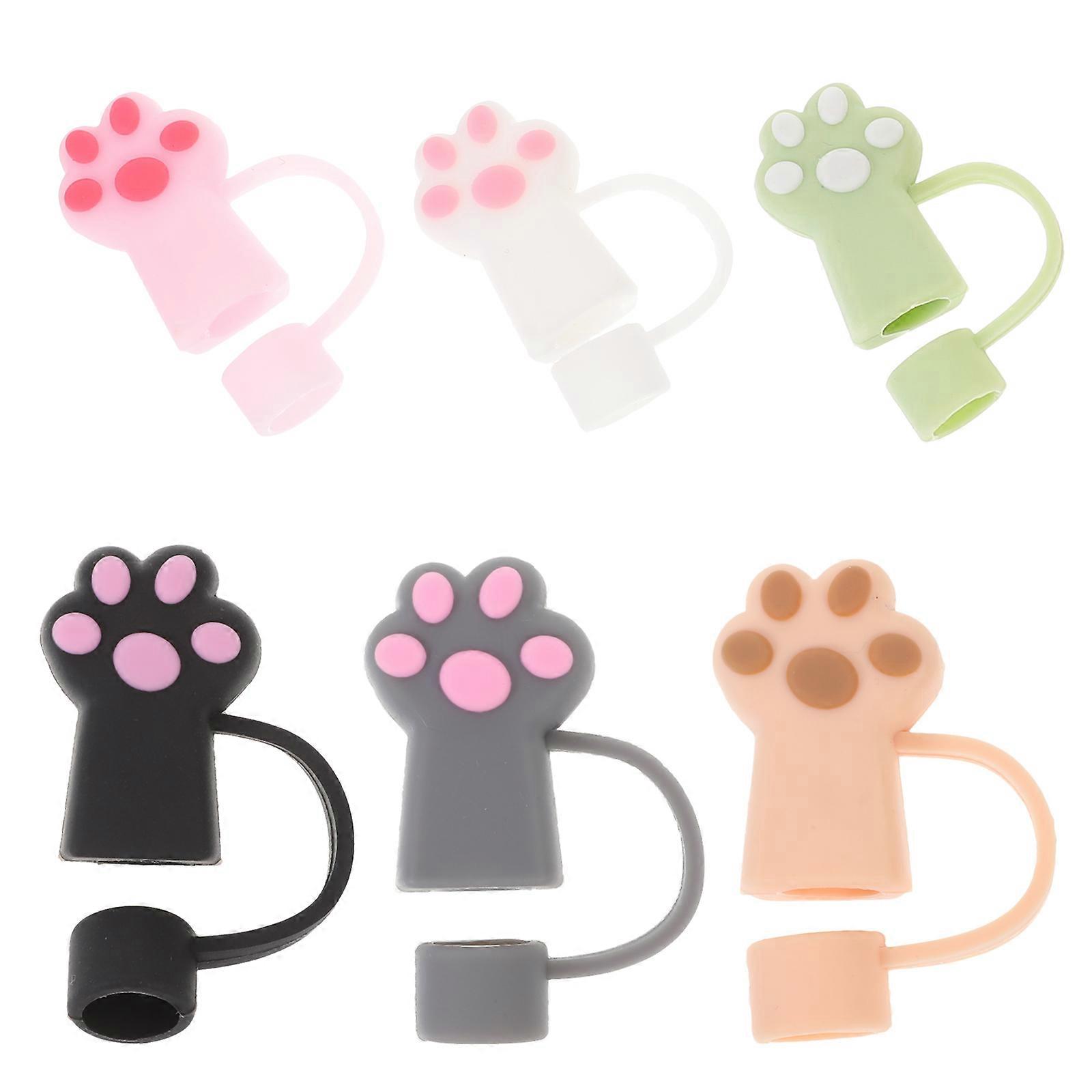 Reusable Silicone Straw Covers Cat Claw Caps for Drinking Straws 6Pcs