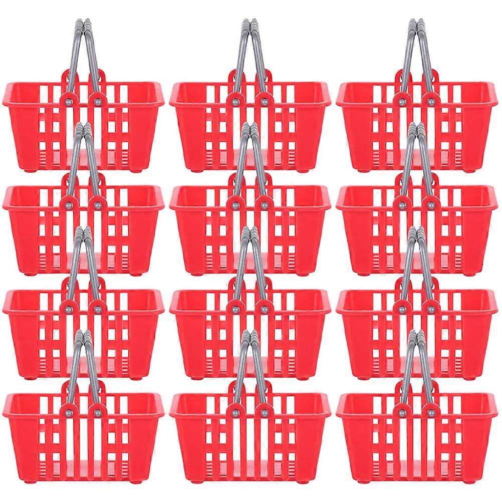 Red Mini Shopping Basket Toy for Kids Pretend Play 48Pcs Pack
