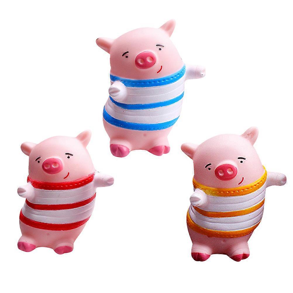 Vinyl Pig Toys for Decor with 3Pcs Dancing Pig Figurines Assorted Color