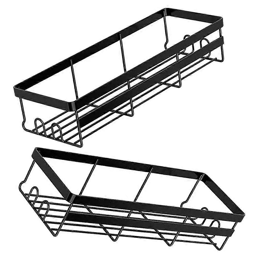 Elegant Design Wall Organizer For Bathroom And Kitchen Storage In Black 4Pcs With Convenient Installation