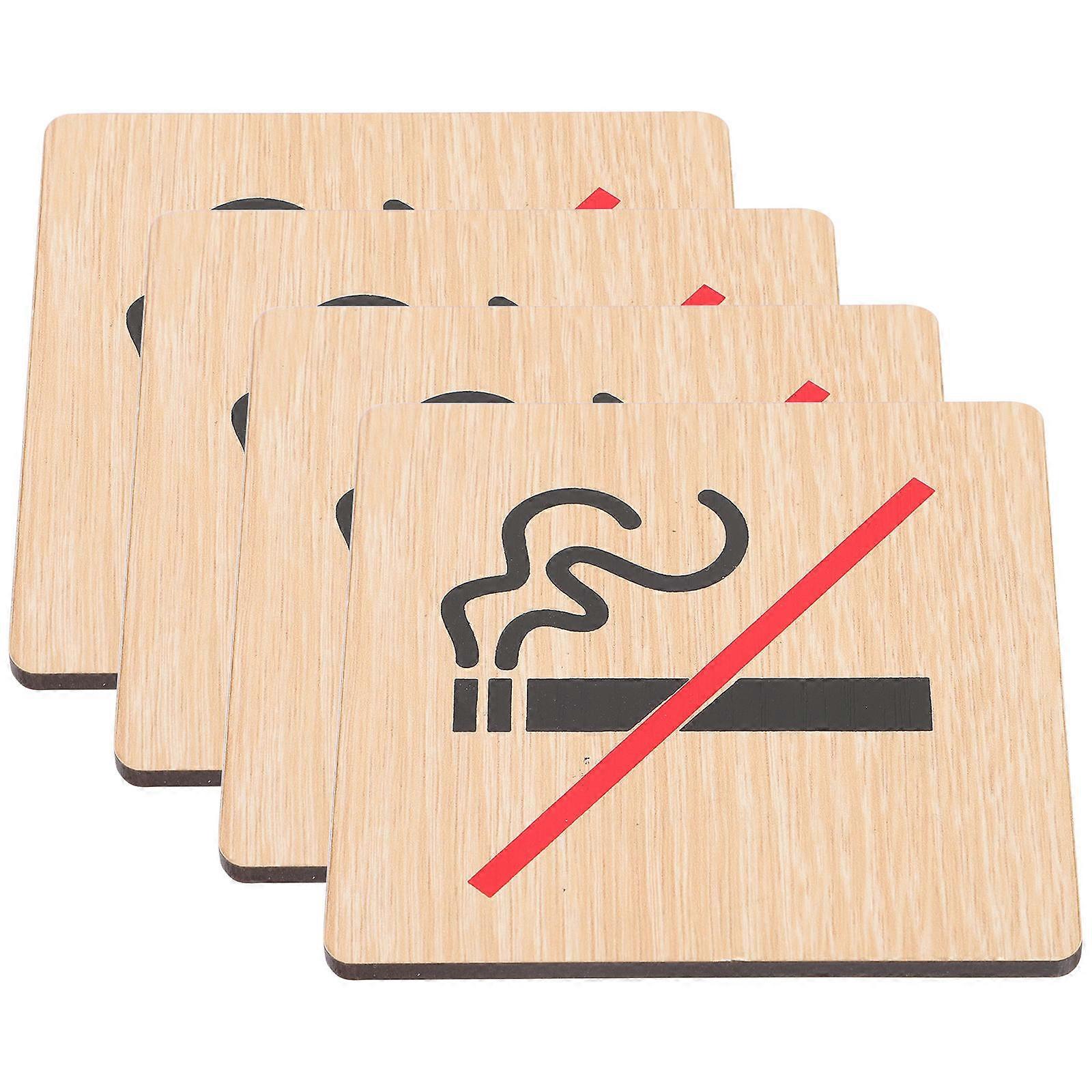 Wood No Smoking Warning Sign Board for Public Use 16Pcs Pack