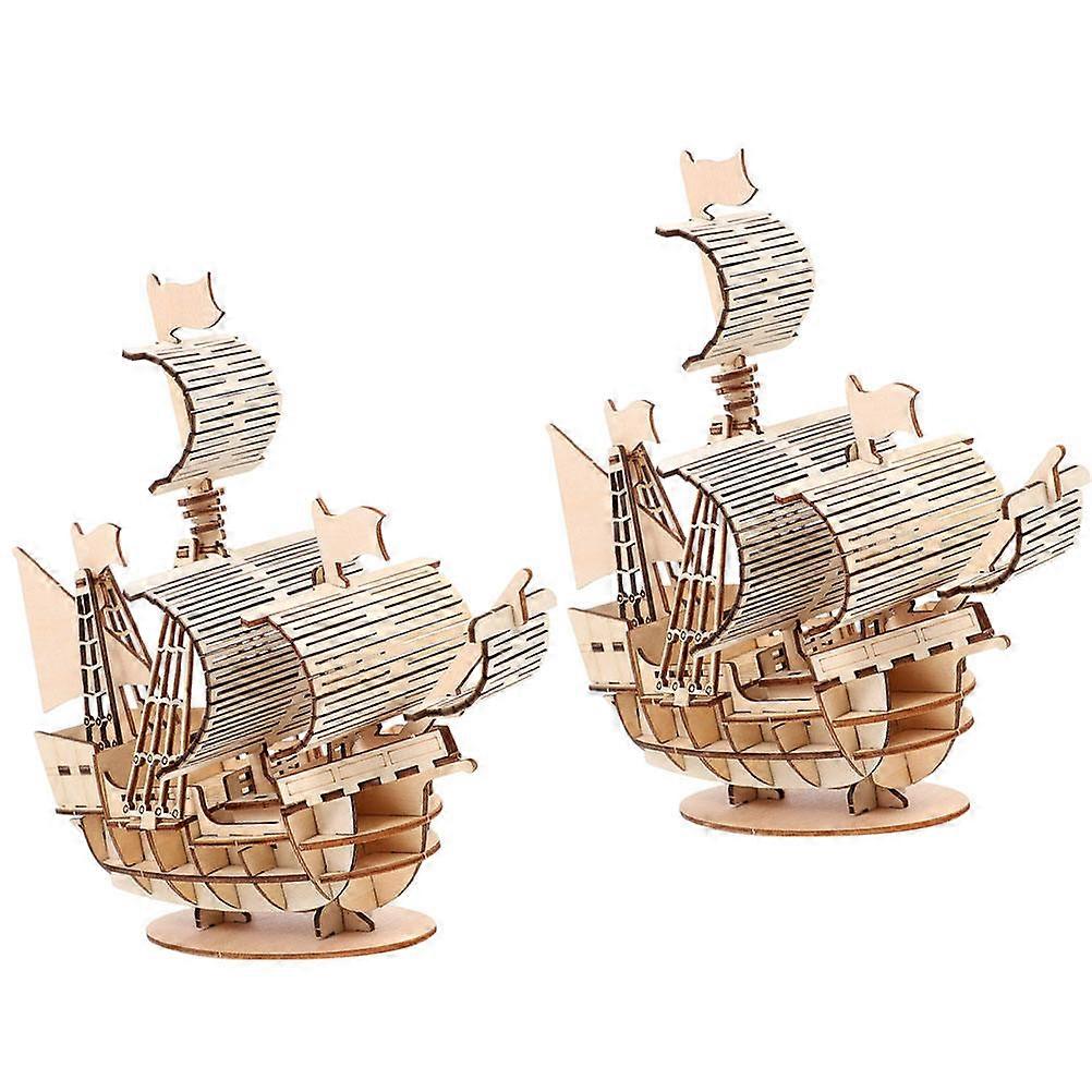 Wooden 3D Sailboat Model Kit for Decor 8Sets Puzzle Assemble Toys