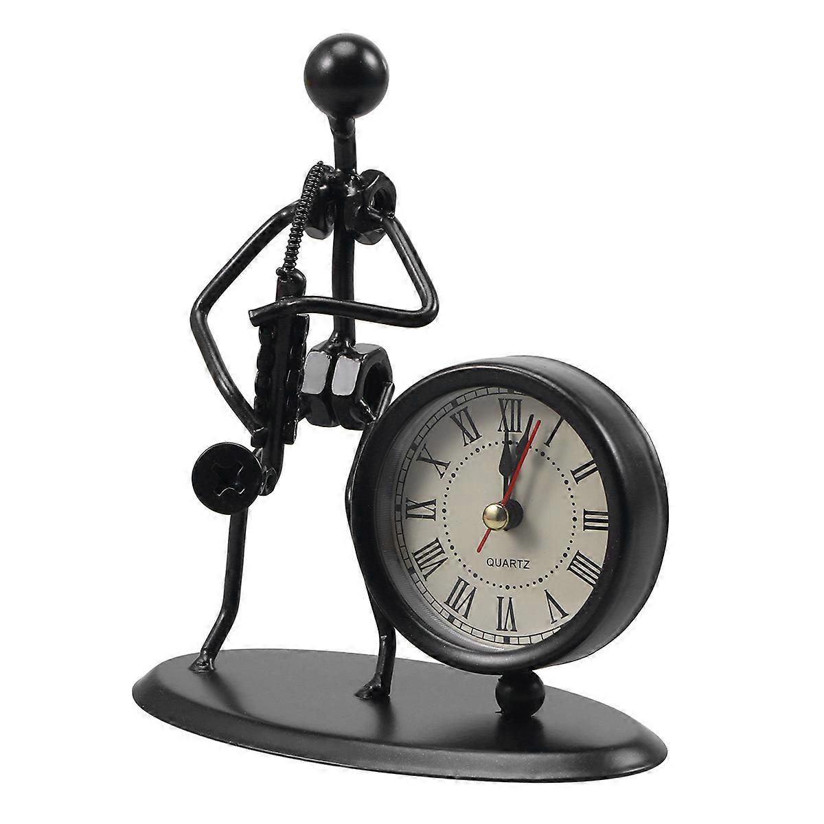Iron Music Band Clock Handmade Crafts Clock for Daily Use in Black Color