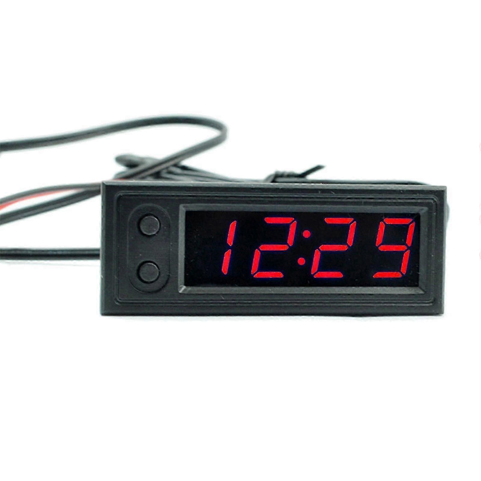 Adjustable 12v High-Precision Clock Car Temperature Voltage Monitor Panel Meter