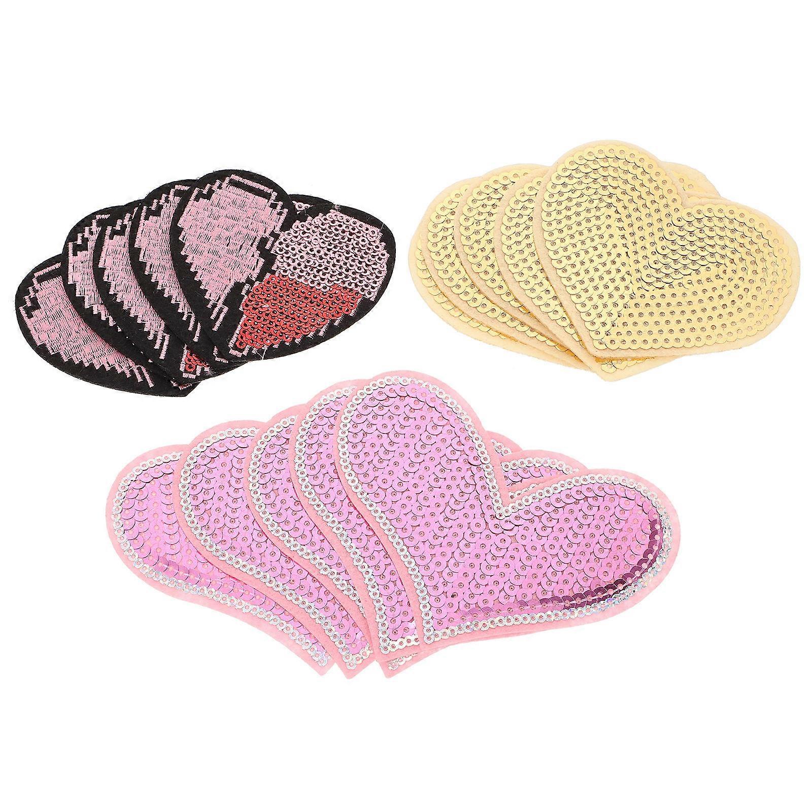 Clothes Patch Heart Shape Patches for Decor 15Pcs Iron on Applique Set