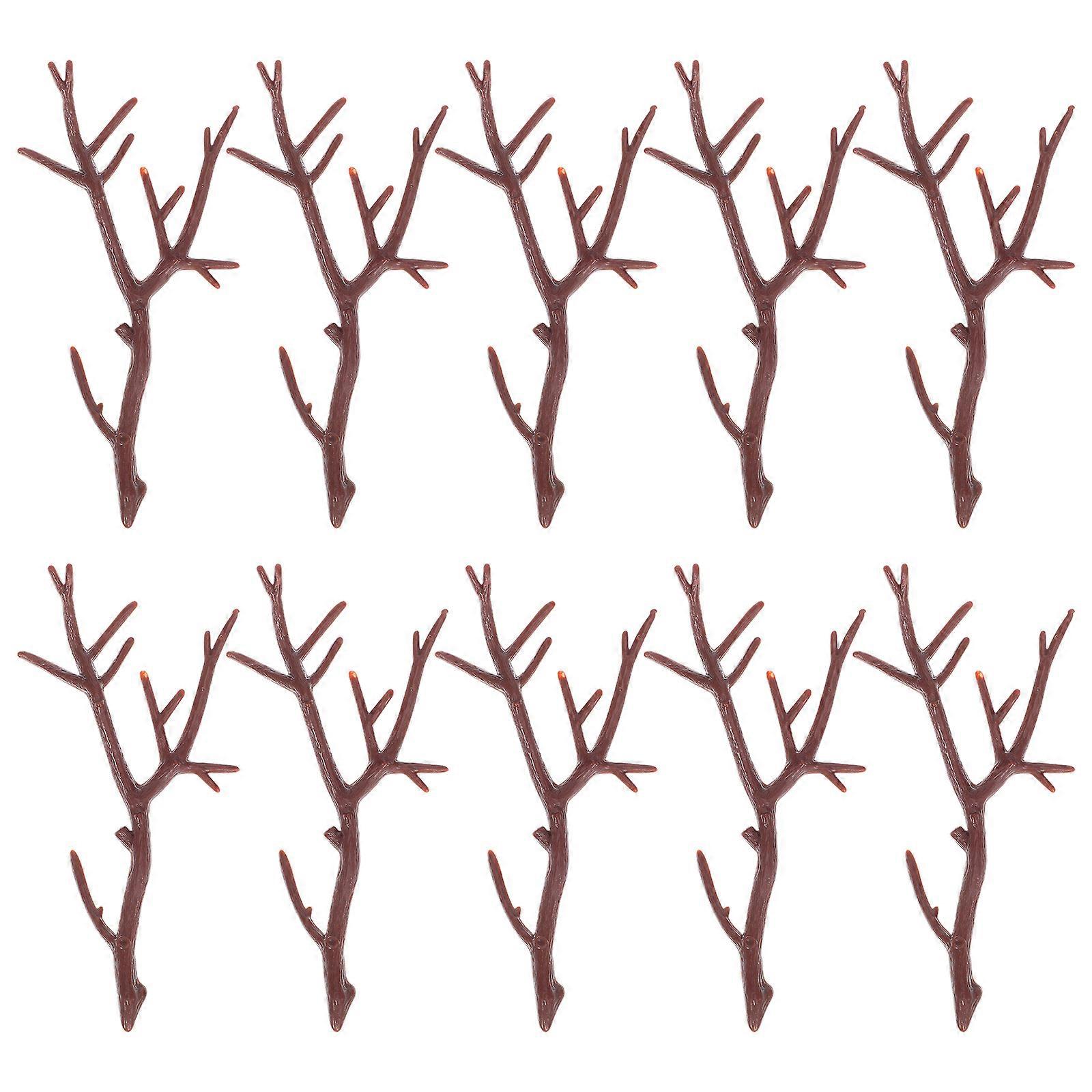 DIY Craft Artificial Antler Twig Branches For Event Decoration In Coffee Color 30 Pcs Realistic Plastic Design