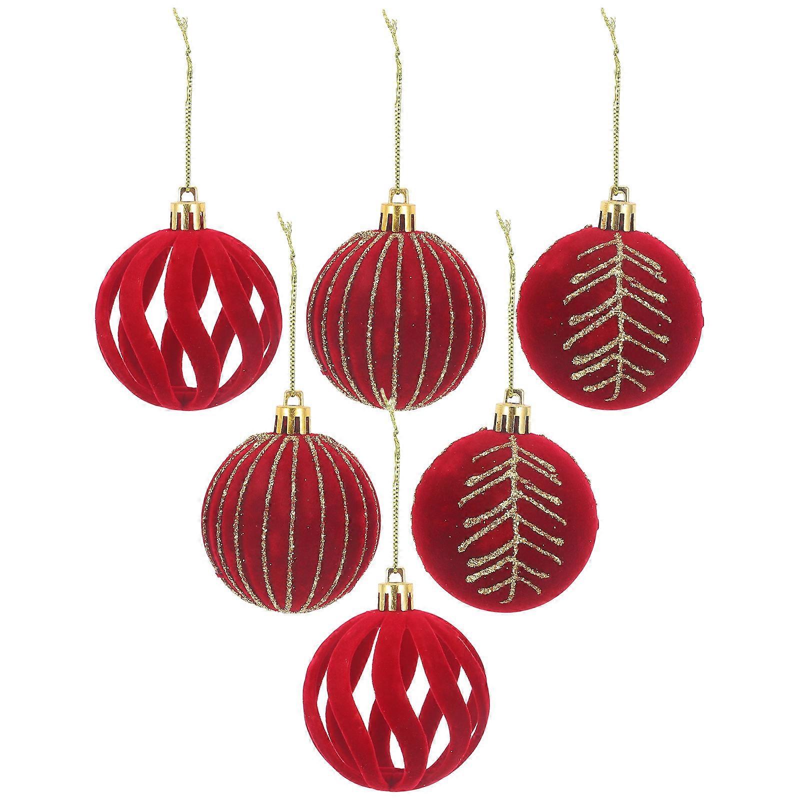 Christmas Tree Hanging Ornaments Plastic Flocking Balls for 24Pcs
