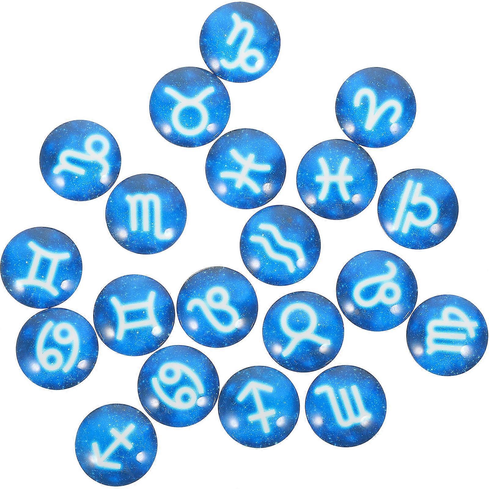 Zodiac Sign Pattern Cabochons Glass Dome Gems for Decoration 40Pcs
