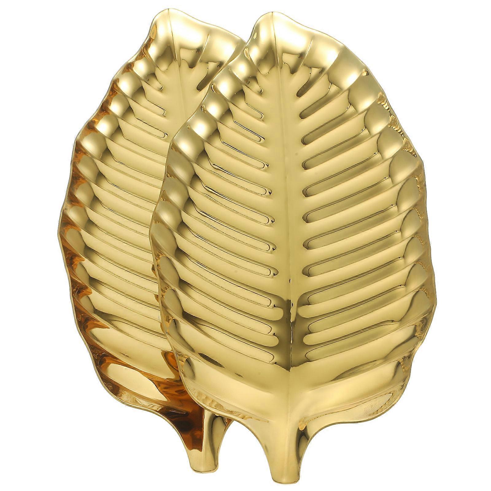 Stainless Shape Decorative Tray for Storage Use 4Pcs Golden