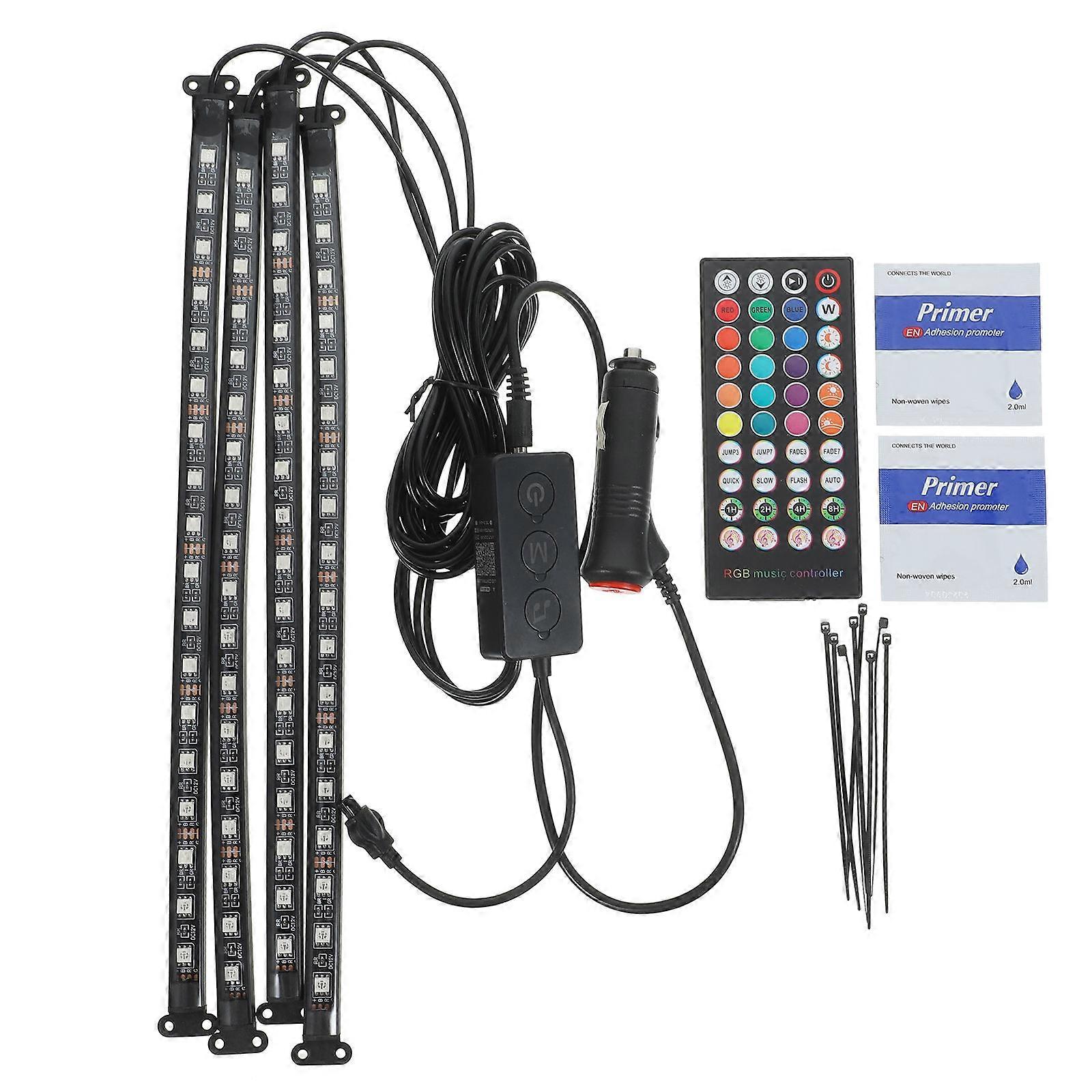 Interior Lighting Strip Light for Decoration 4Pcs Black Remote Control