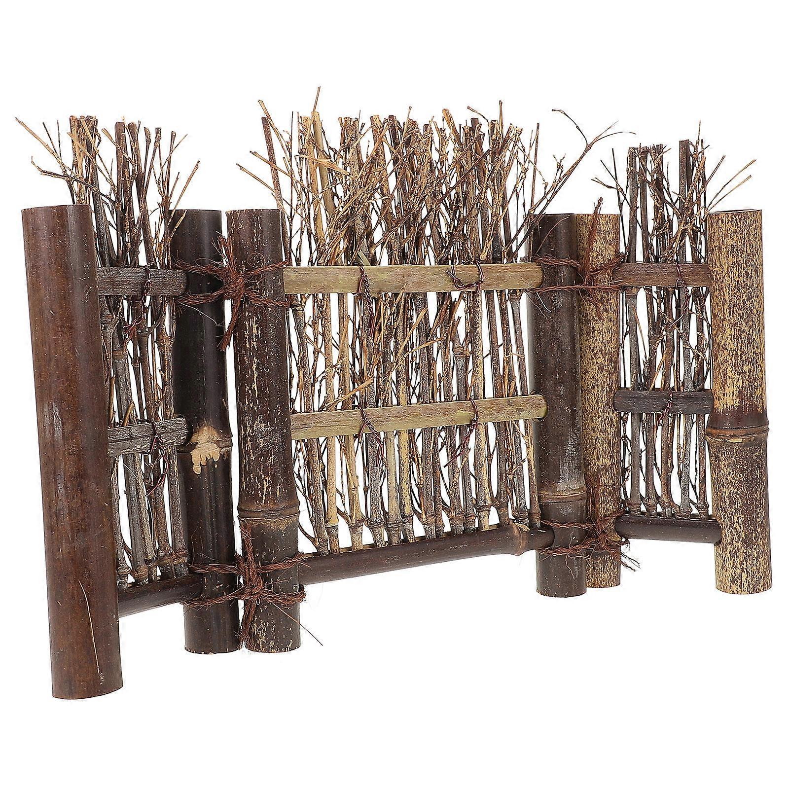 Bamboo Miniature Garden Fence 4Pcs Light Brown Rectangular Edging For DIY Crafts And Small Gardens