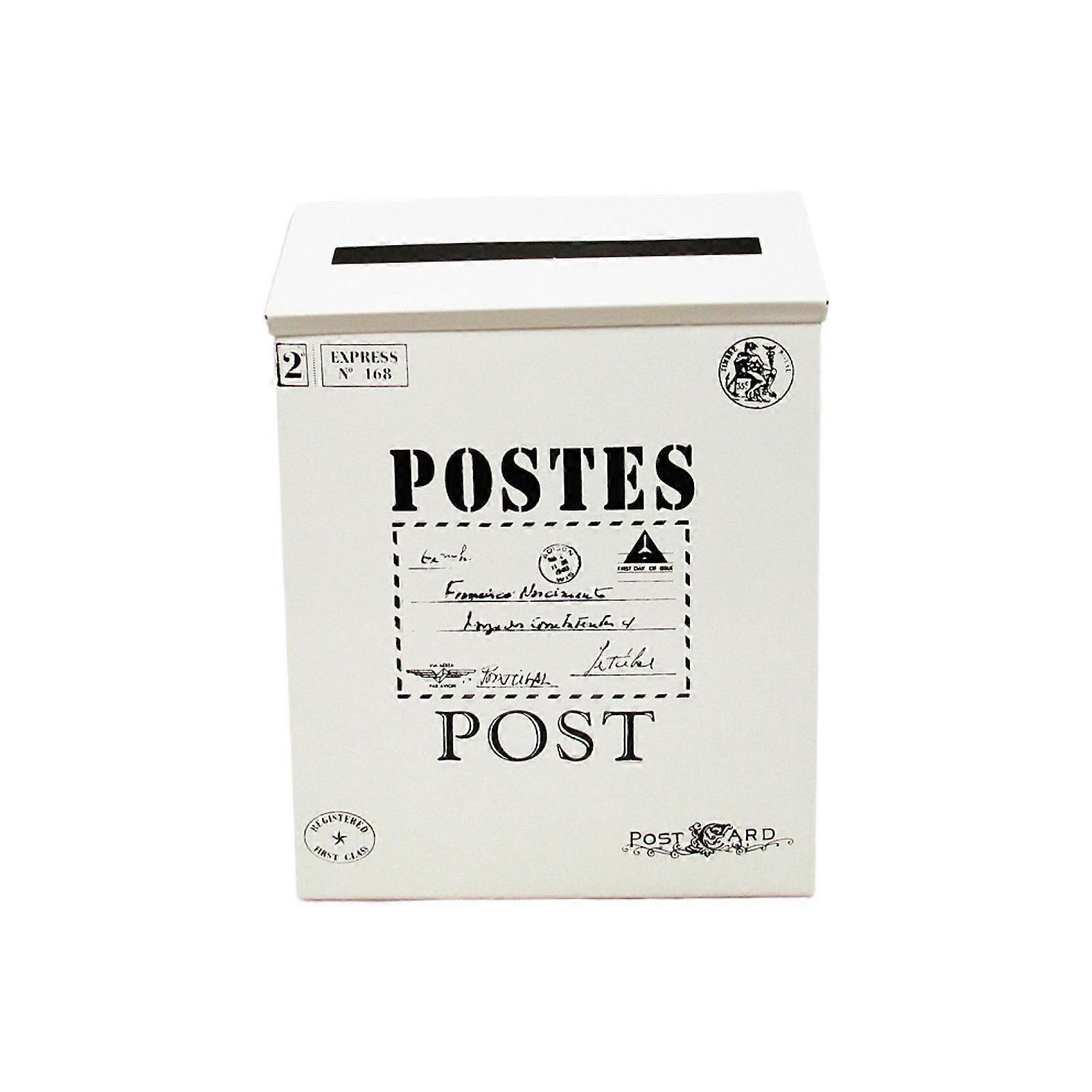 Wall Hanging Mail Box Large Capacity Retro Drop Box for Yard Gate Decoration Beige