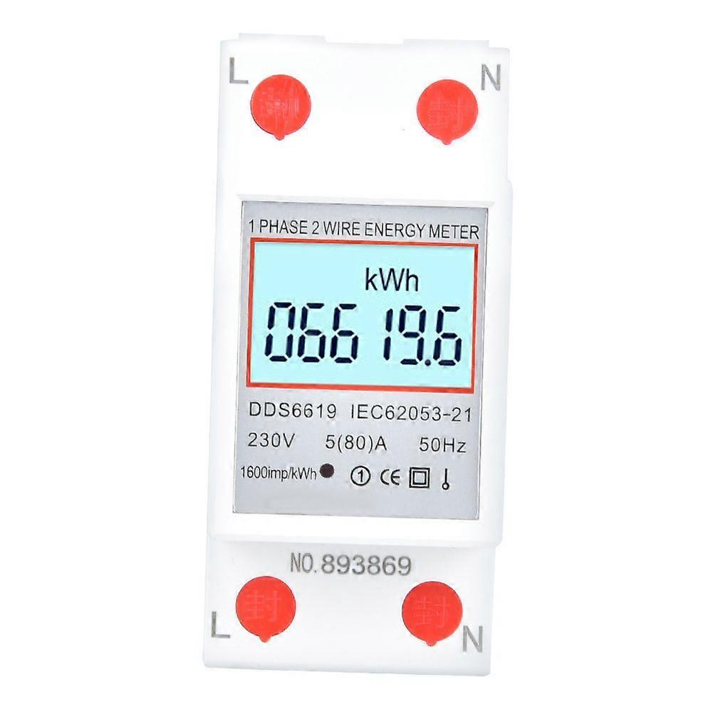 DDS6619 SinglePhase Energy Meter DIN Rail 2P Power Meter 230V with Backlight