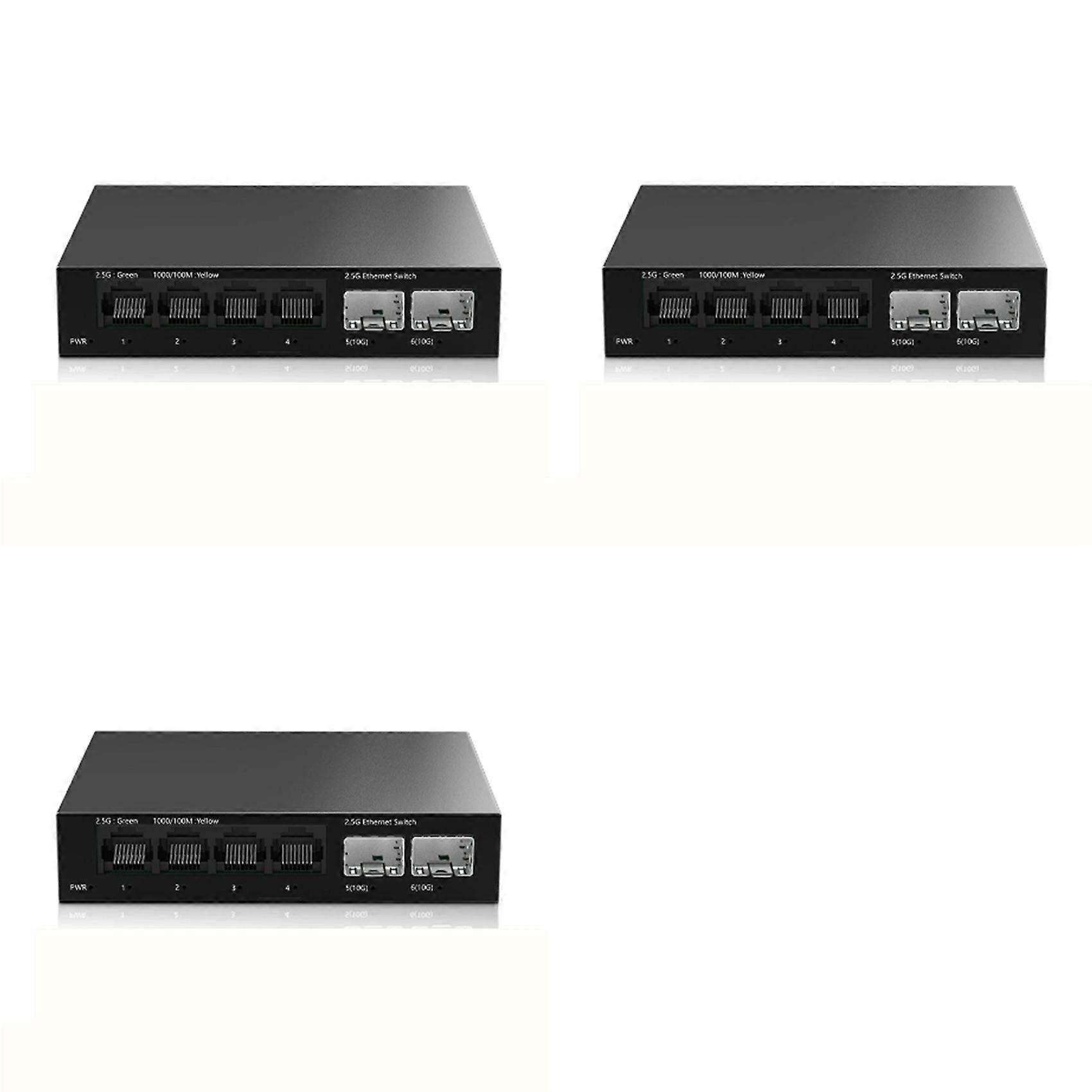 3X 2.5Gb Switch 4 Port 2.5G Unmanaged Network Switch with 2 Port 10GbE SFP+ Slot Home Setup Ethernet Switch Plug EU PLUG