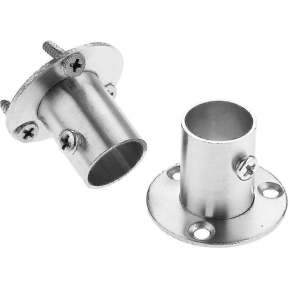 2 pièces de support de tube rond en acier inoxydable, porte-tringle de garde-robe -dd