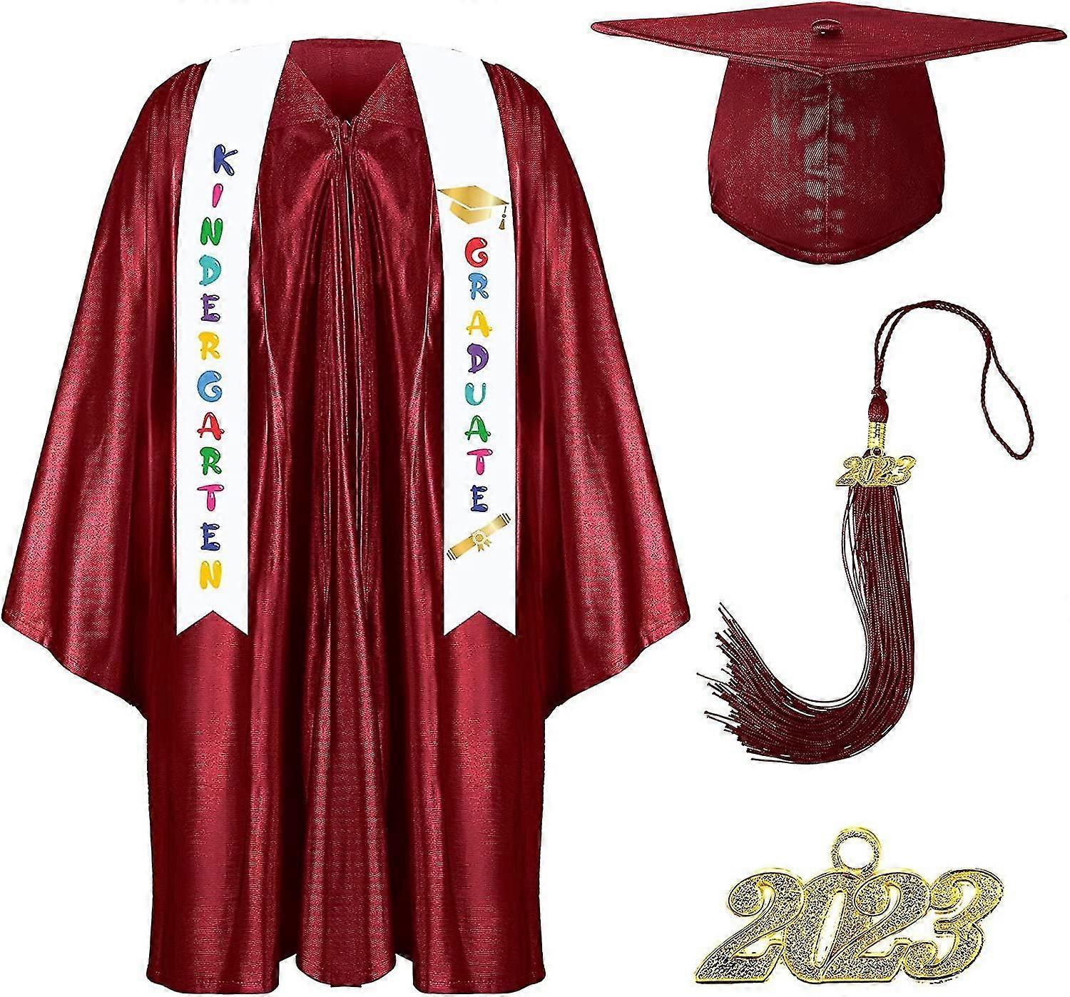 Rochia de absolvire a grădiniței și grădiniței pentru copii Cap Tassel Set With 2023 Charm Printed Stole For Kid Grad Gift