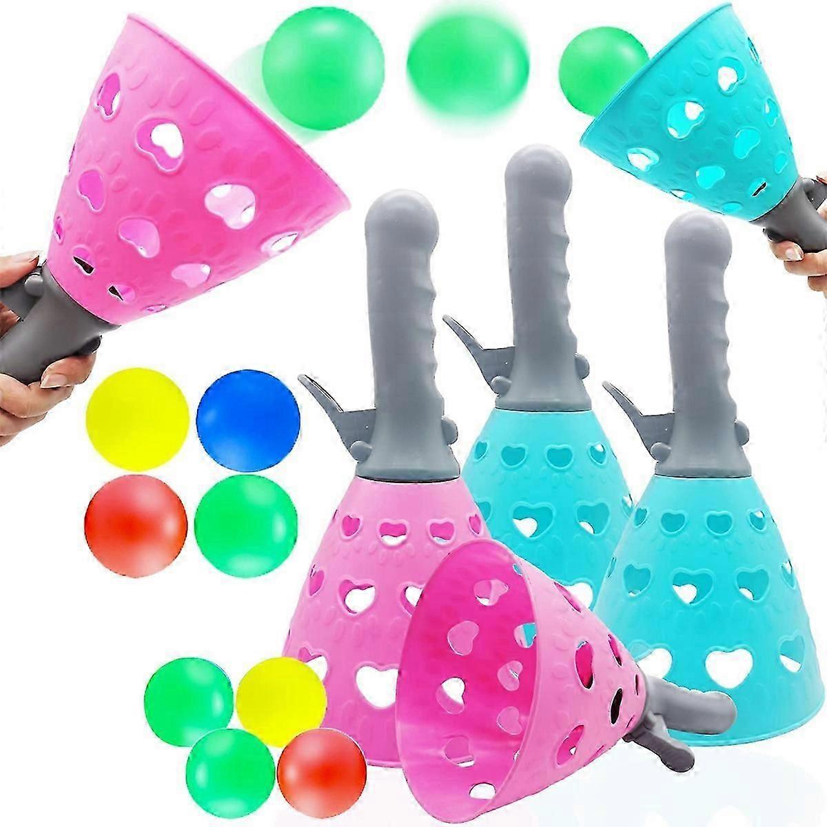 Pop-Pass-Catch Ball Game met 4 Catch Launcher Baskets en 8 Ballen