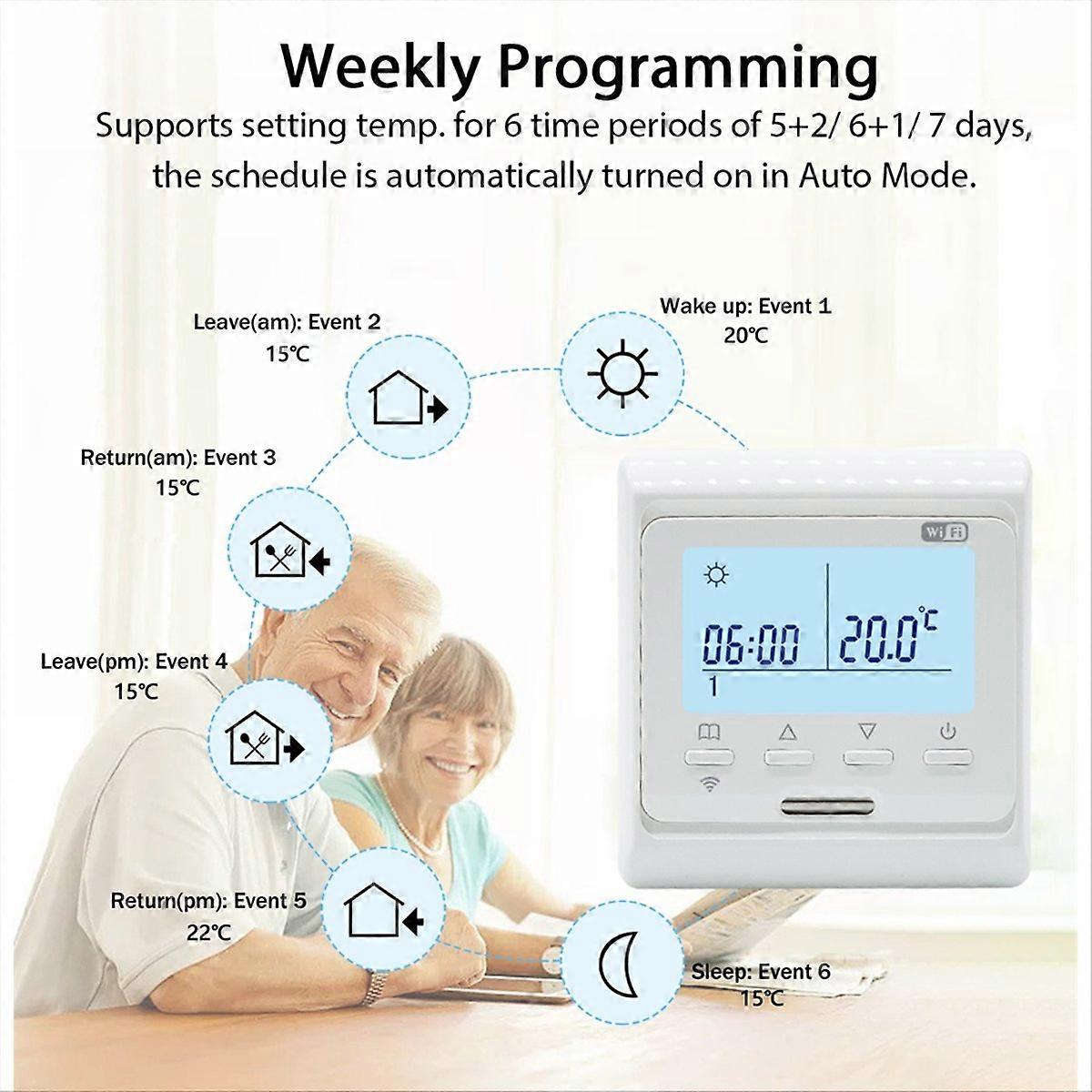 WIFI Underfloor Heating Thermostat with LCD Screen, A