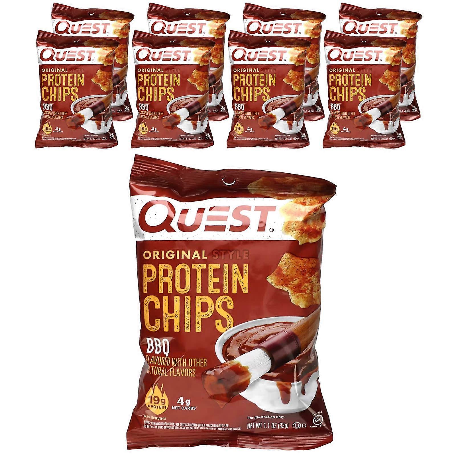 Originale proteinchips, BBQ, 8 poser, 32 g per pose