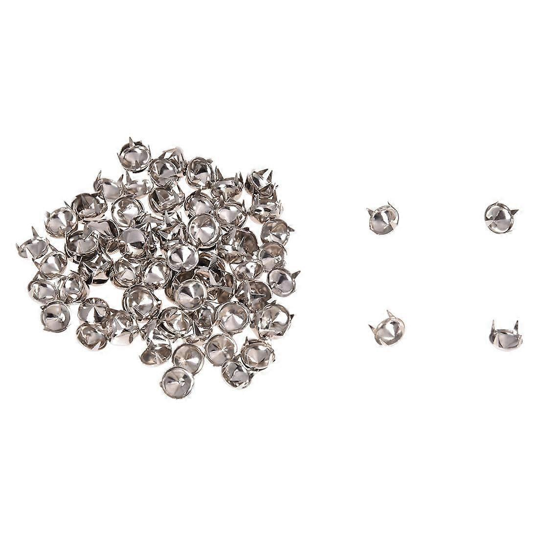 100 Silver Copper Round Cone Rivet Spike Studs Spots DIY Rock Punk 8mm