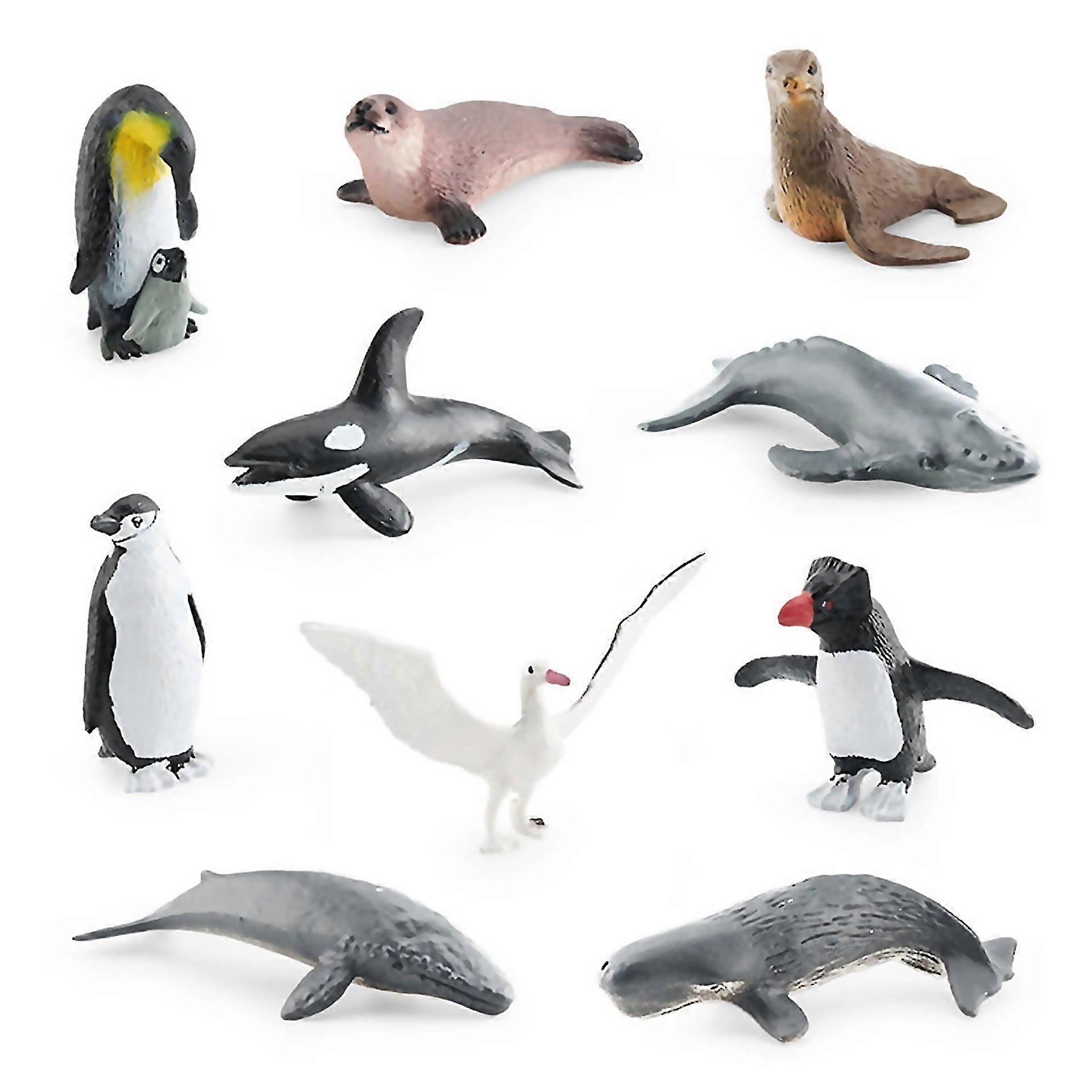 For 10pcsset Simulation Penguin Seal Ocean Animals Models Creative And Realistic Action Figures For