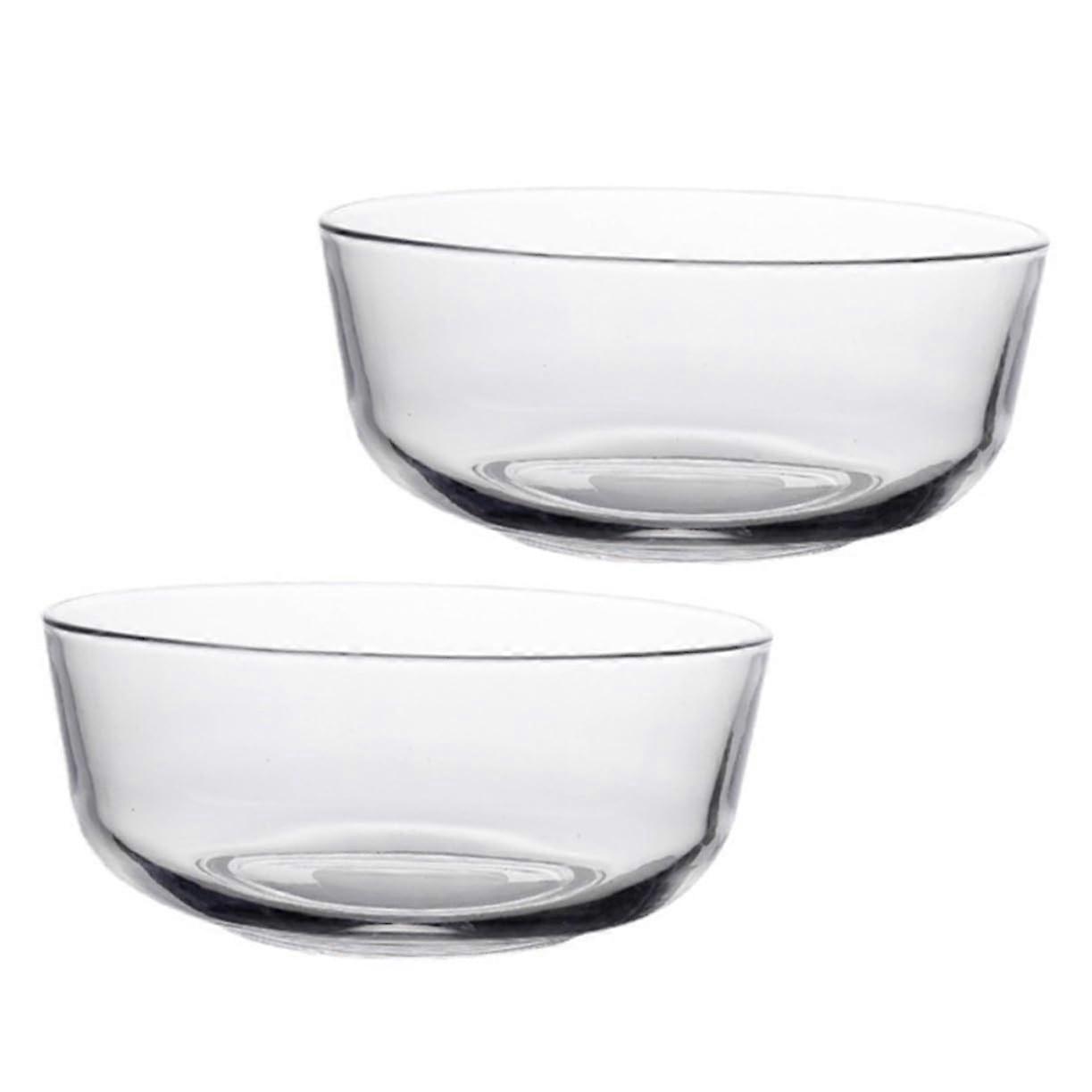 Small Transparent Glass Bowls 2Piece Set  Multipurpose Food Storage Containers For Salad, Fruit  Smooth Surface