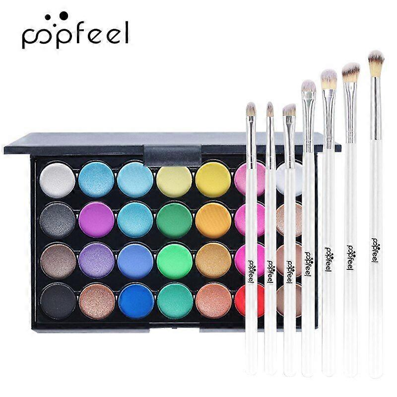 High Pigmented Makeup Palette Easy to Blend Color Fusion 40 Shades Metallic and Shimmers Eyeshadow Palette+7PCS Brush