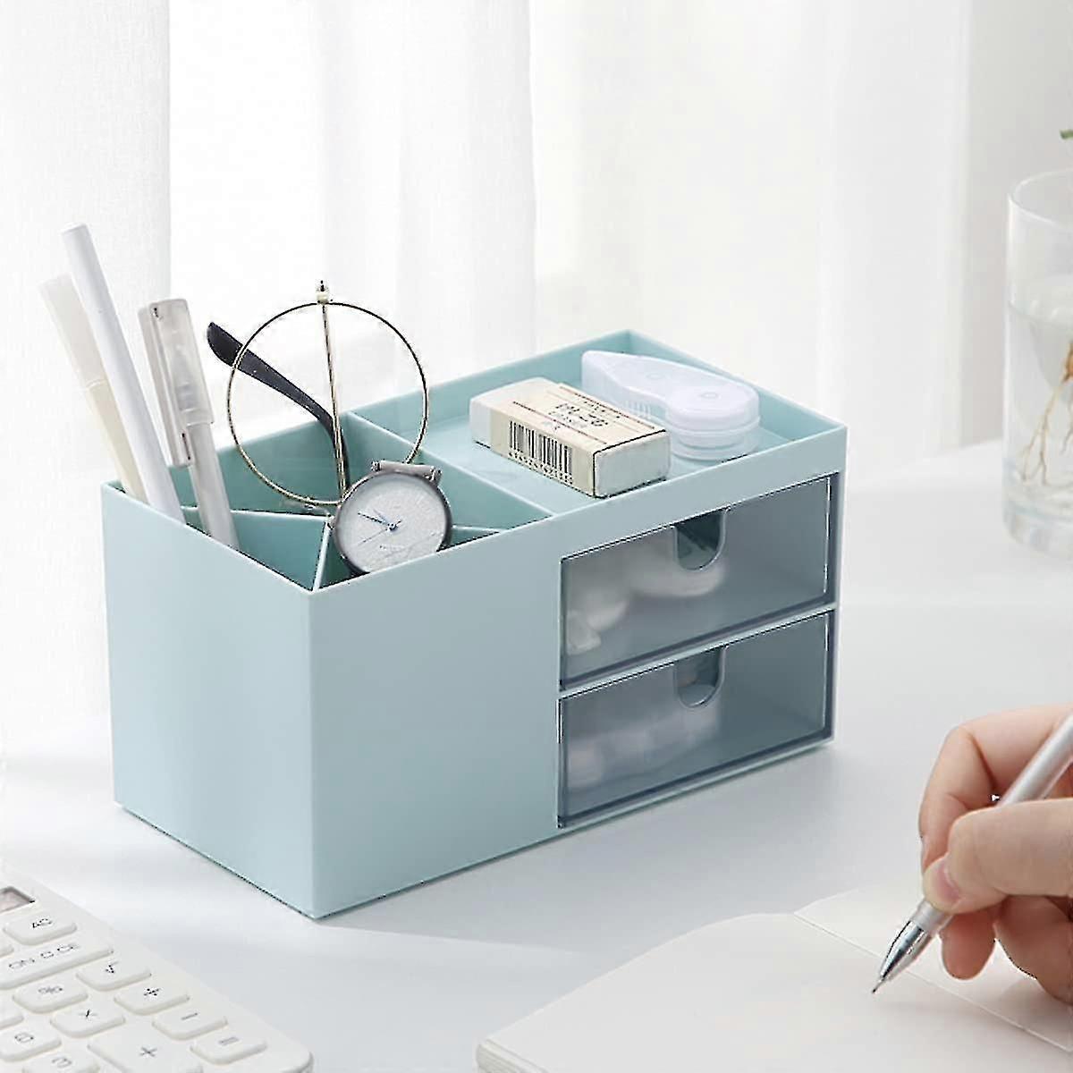 1PC Blue Multifunctional Large Capacity Desktop Storage Box