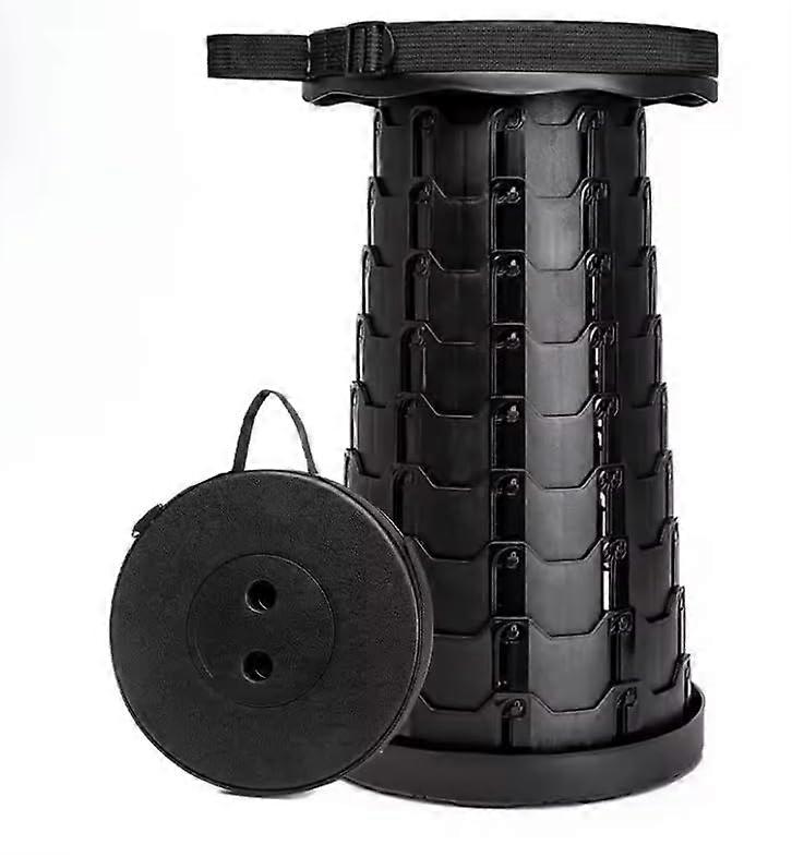 Collapsible Telescoping Stool Adults, Height Adjustable, Retractable Camping Stool, Portable Folding Stool, Black